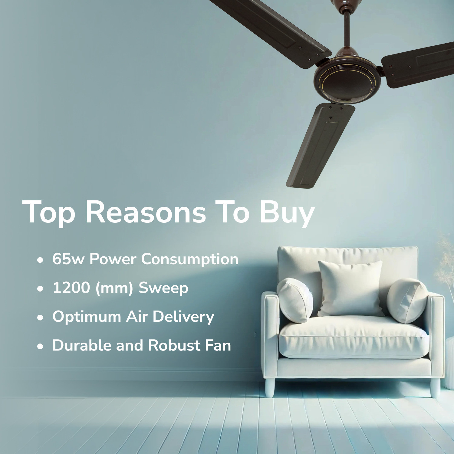 Image of BROADWELL KLASSIQ 48 inch PLAIN HS with 24 Months Warranty 1200 mm Ceiling Fan
