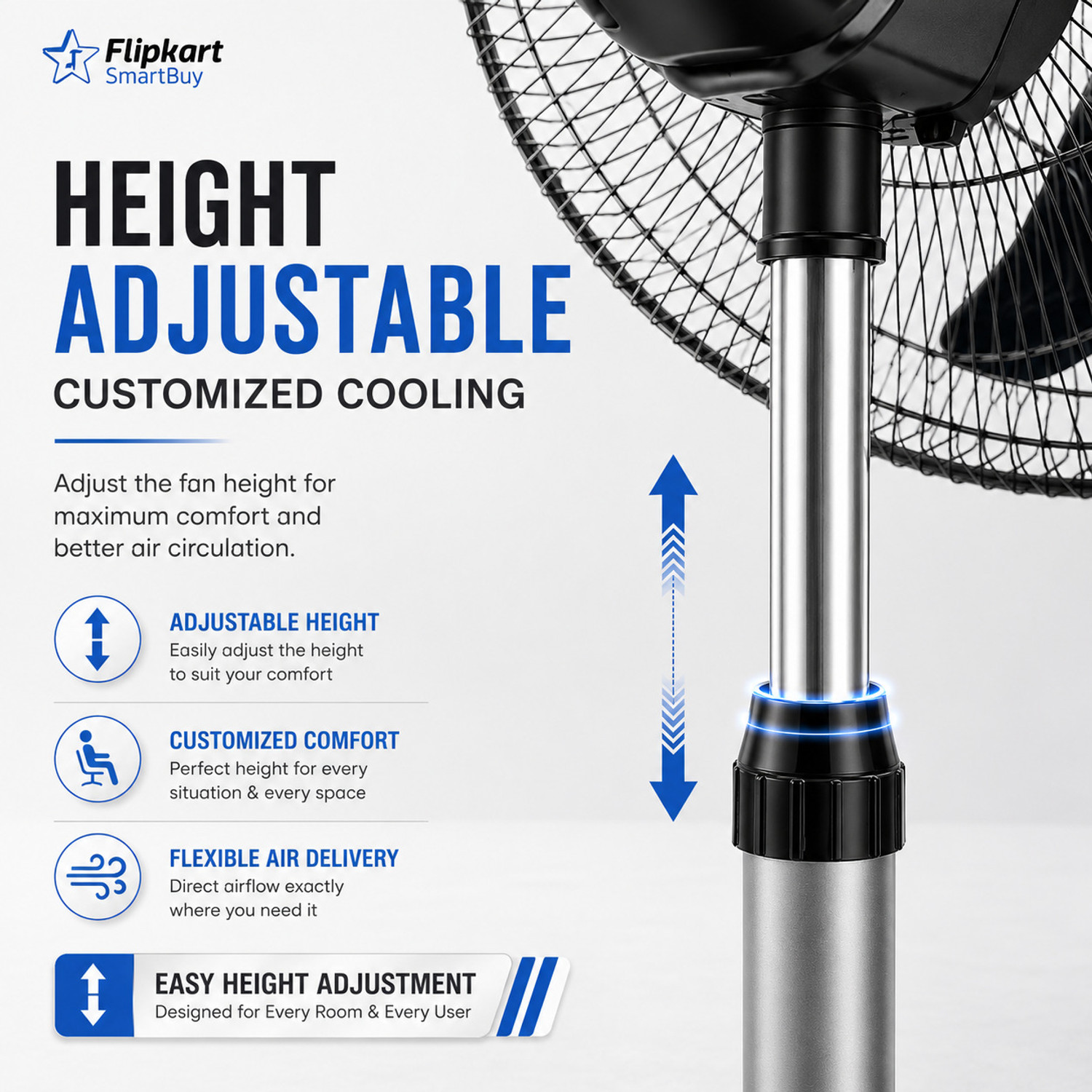 Image of Flipkart SmartBuy Falcon Signature with 2 Year Warranty High Air Delivery, Ultra High Speed 400 mm Pedestal Fan