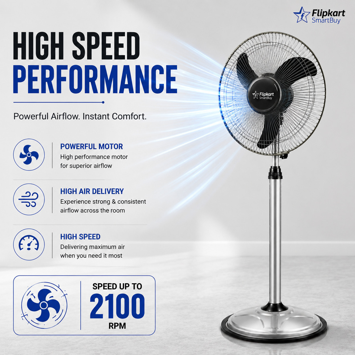 Image of Flipkart SmartBuy Falcon Signature with 2 Year Warranty High Air Delivery, Ultra High Speed 400 mm Pedestal Fan