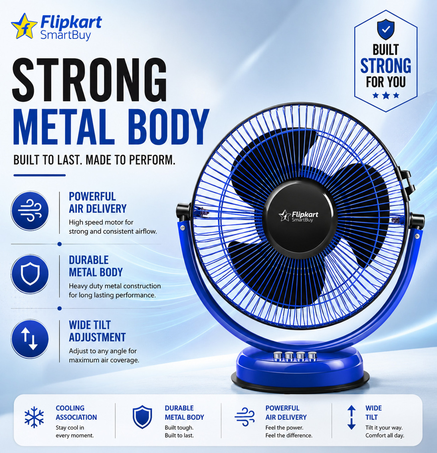 Image of Flipkart SmartBuy Atomic with 24 Months Warranty High Air Delivery, Ultra High Speed 300 mm Table Fan