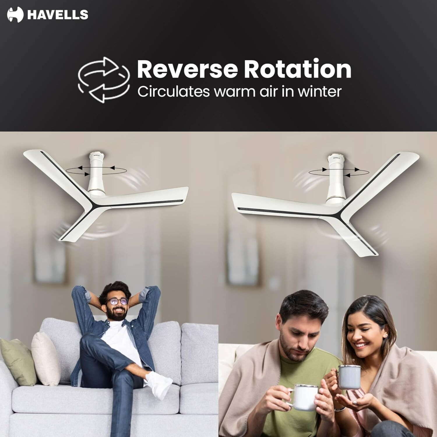 Image of HAVELLS Inveno LX, Timer,Breeze,Sleep,MOP Modes, with 2 Year Warranty 1200 mm Ceiling Fan