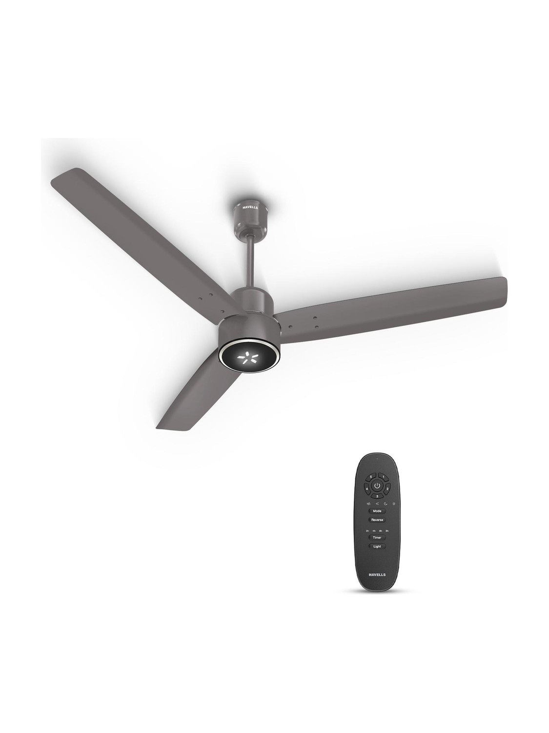 Image of HAVELLS FAB ULED|LED Speed Indicator|Remote Controlled|Upto 65% Energy Saving with 3 Year Warranty BLDC Motor with Remote 1200 mm Ceiling Fan (5 Star | Stone Grey | Pack of 1)