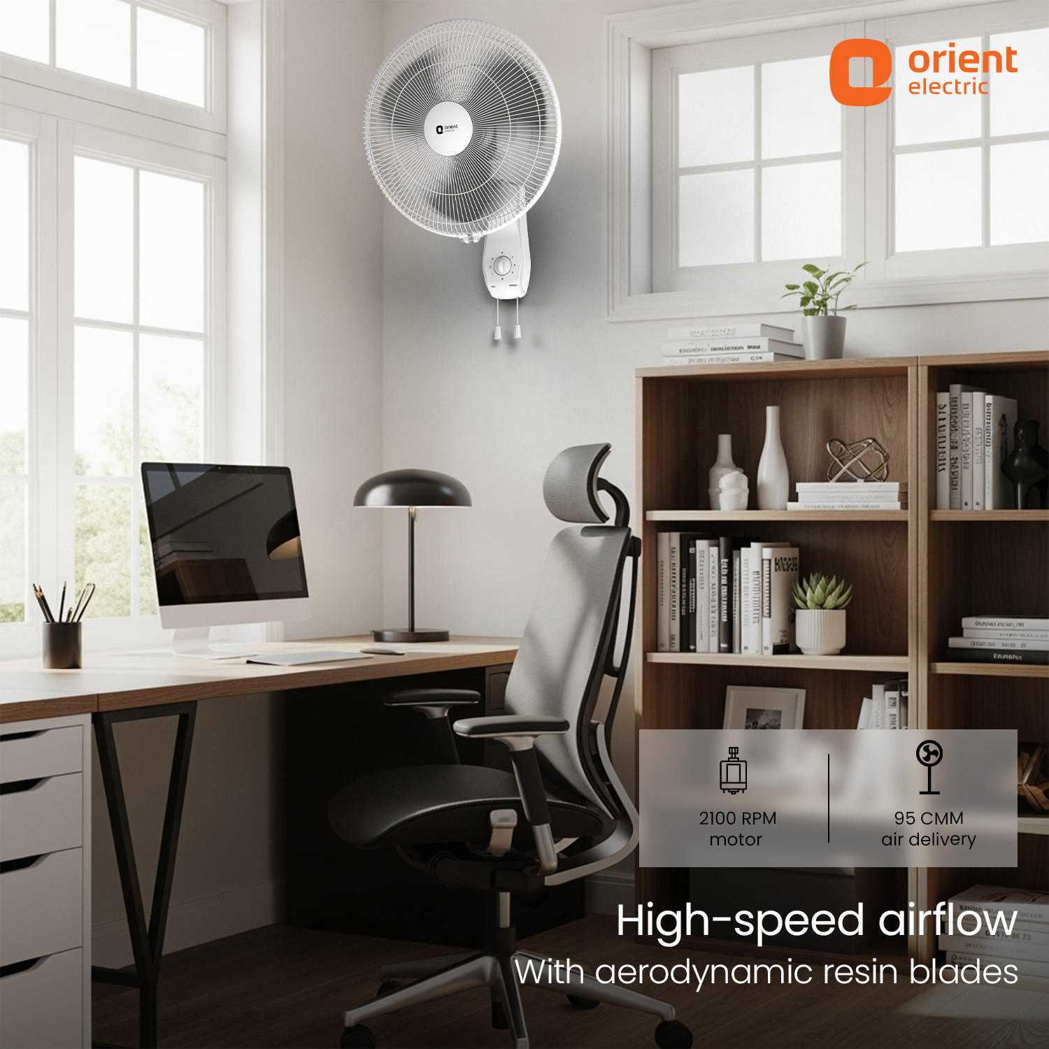 Image of Orient Electric Wall 97 |100% Copper Motor|Superior Air Delivery |3 Speed | Military Grade Guard with 2 Year Warranty Ultra High Speed 400 mm Wall Fan