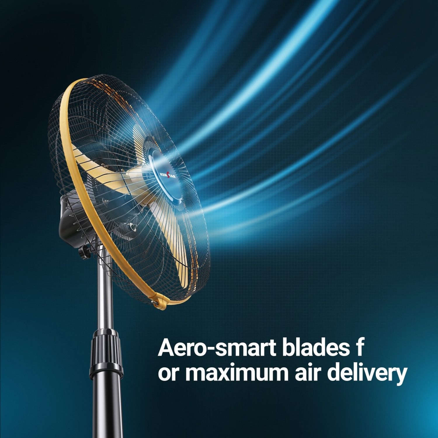 Image of Kenstar Wind Speed Ultra YLB | Adjustable Height with 2 Year Warranty Ultra High Speed 400 mm Pedestal Fan