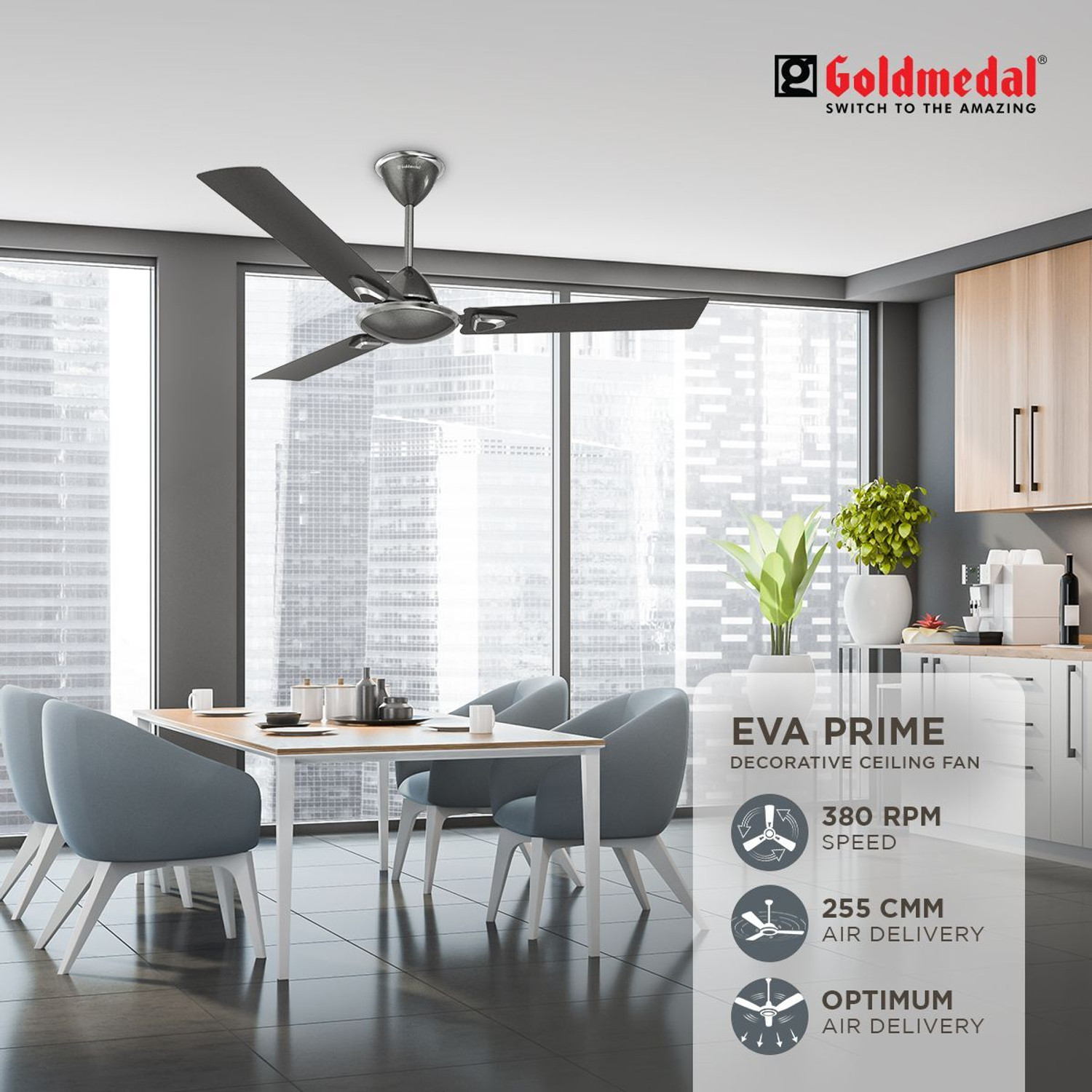 Image of Goldmedal Eva Prime with 2 Year Warranty Anti Dust 1200 mm Ceiling Fan