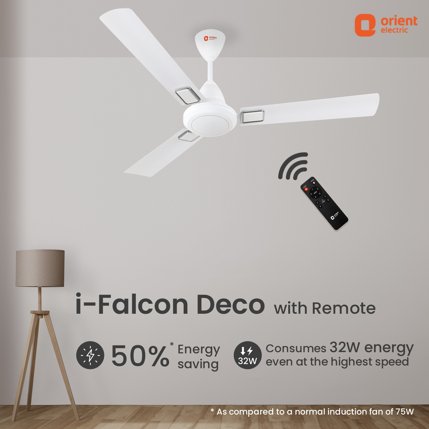 Image of Orient Electric I FALCON DECO with 3 Year Warranty BLDC Motor with Remote 1200 mm Ceiling Fan