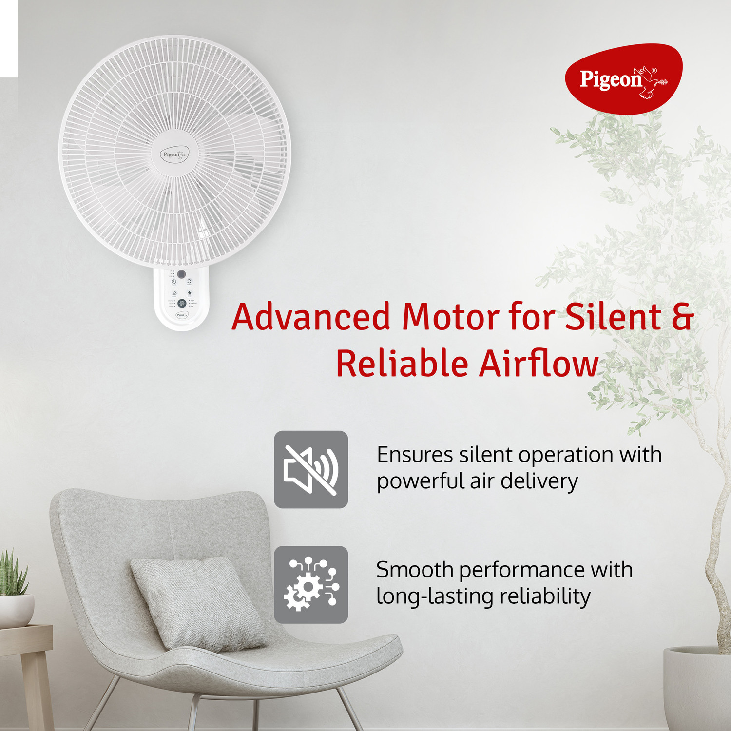 Image of Pigeon Fan-Tastic 75W Wall Fan -Digital With Remote with 2 Year Warranty 400 mm Wall Fan