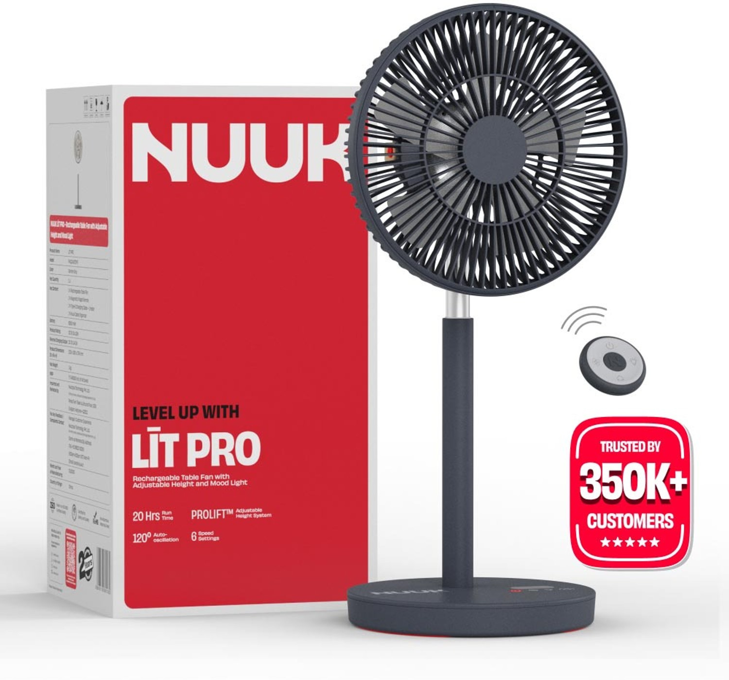 Image of Nuuk LIT PRO with 1 Year Warranty BLDC Motor with Remote, Silent Operation 177.8 mm Table Fan