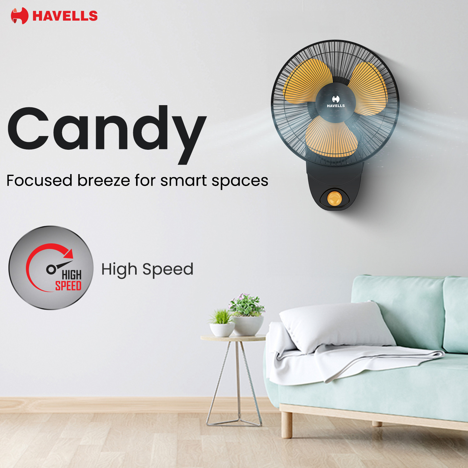 Image of HAVELLS CANDY HS|Low Noise|100 % Copper Motor|High Speed|Thermal Overload Protection with 2 Year Warranty Energy Saving 230 mm Table Fan