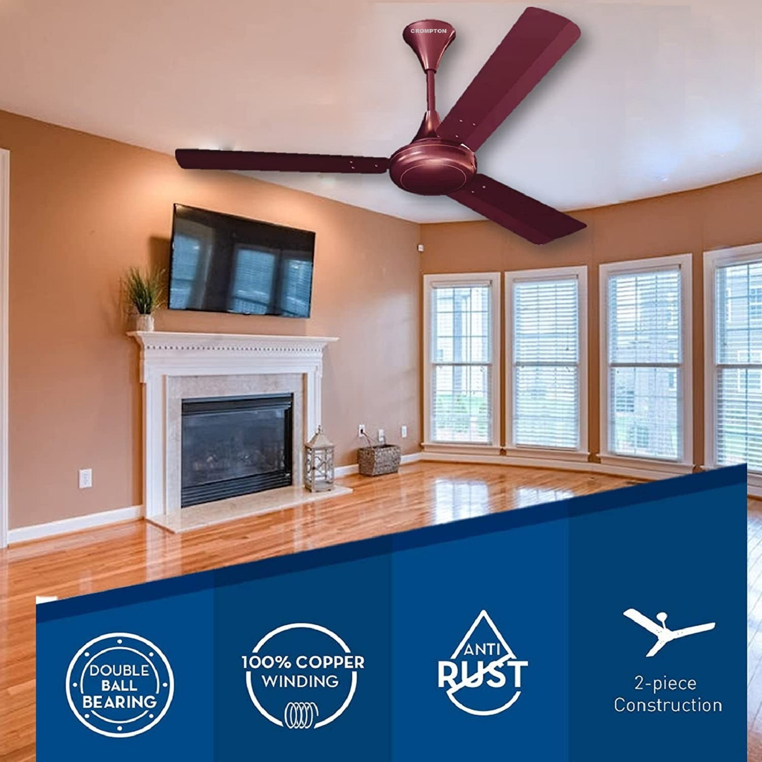 Image of Crompton SUREBREEZE 400 RPM HS Plus Super HIGH SPEED 100% COPPER MOTOR LONGER LIFE 118 with 24 Months Warranty Energy Saving 1200 mm Ceiling Fan