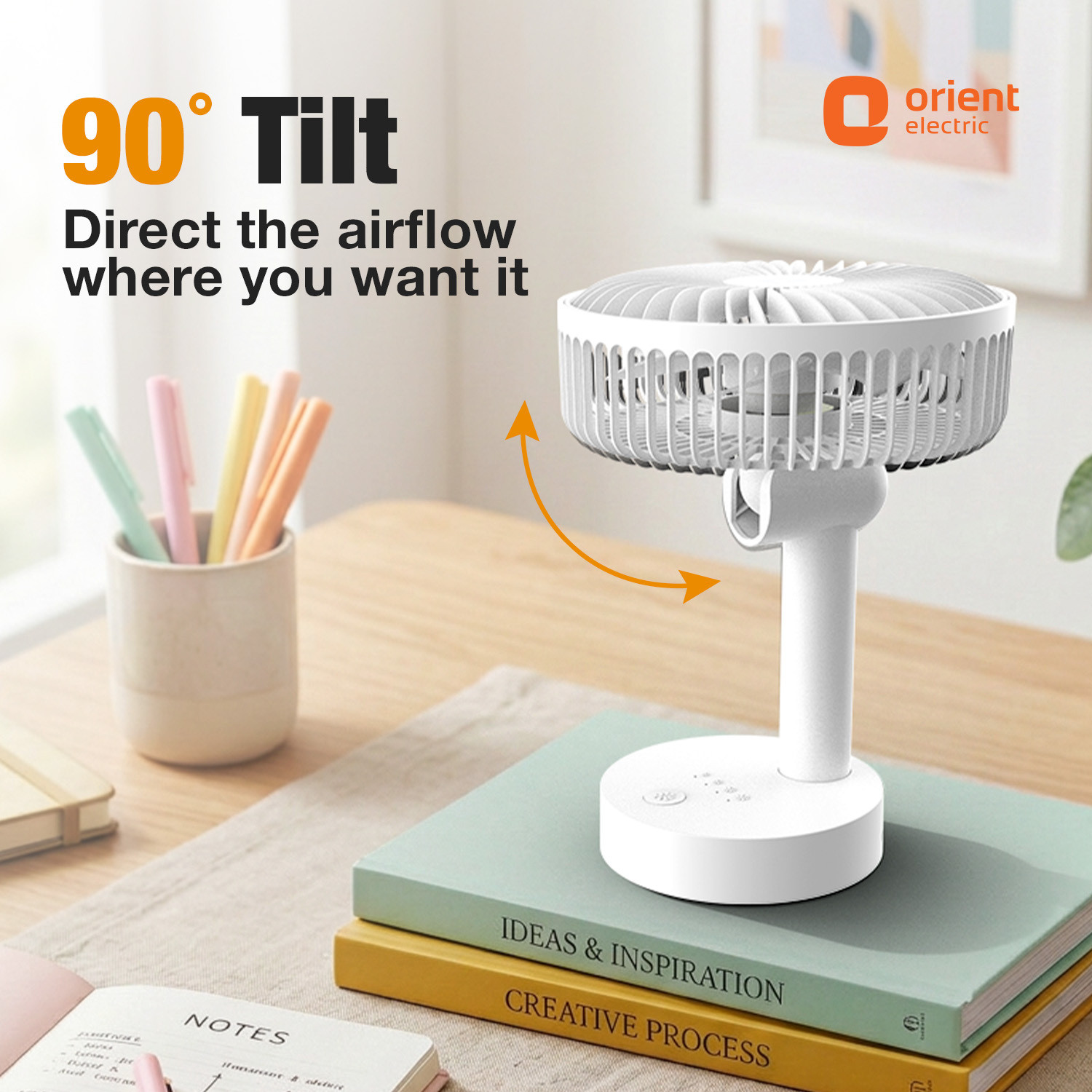 Image of Orient Electric Elfie | Rechargeable Compact Mini Personal Fan | USB Type-C Charging with 1 Year Warranty Silent Operation 127 mm Table Fan