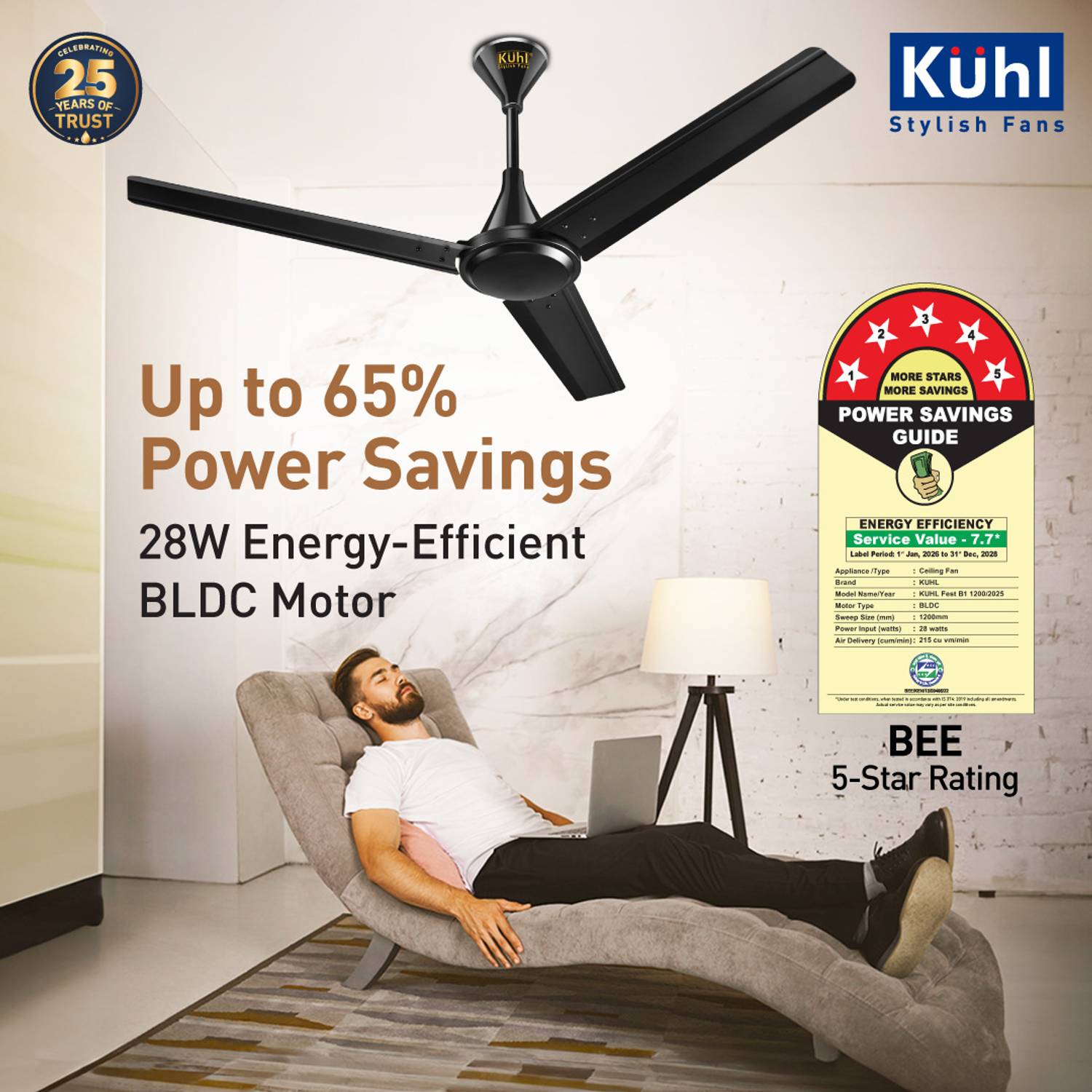 KUHL Fest B1 1200 mm Ceiling Fan - Image 5