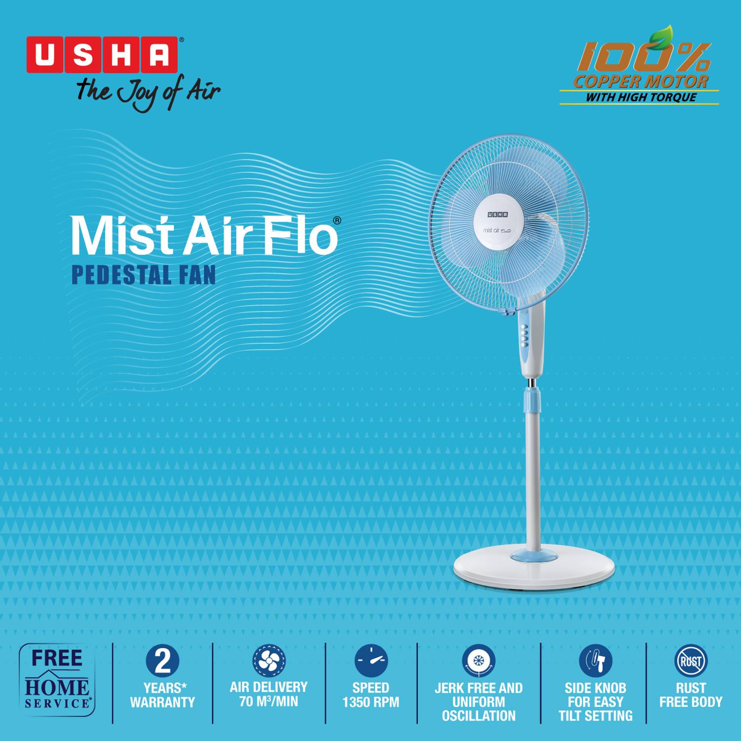 Usha PF 400MM Mist AIR FLO White
