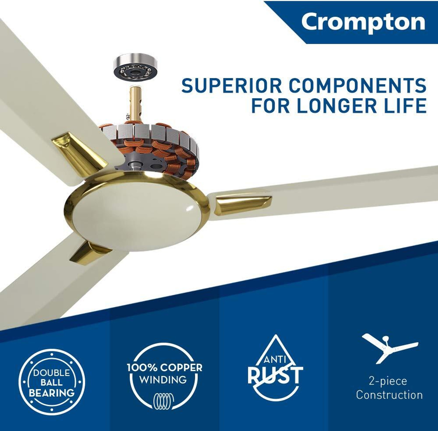 Image of Crompton HS Aura Classic 56 with 2 Year Warranty Anti Rust 1400 mm Ceiling Fan