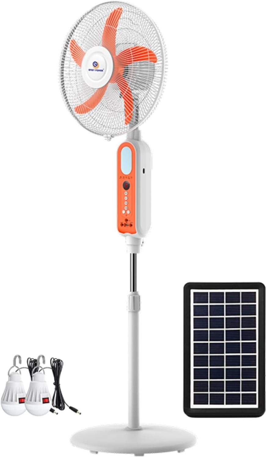 Image of Lipzie Solar Standing Fan with Lithium Battery | Adjustable Speed Cordless Cooling Fan with 1 Year Warranty 90 mm Pedestal Fan