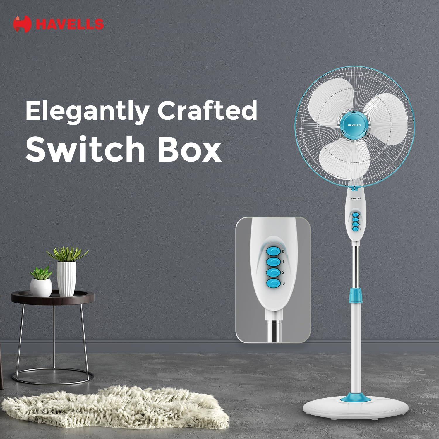 Image of HAVELLS Gatik Pro | Pedestal Fan | 400 mm | 1350 RPM with 2 Year Warranty 400 mm Pedestal Fan