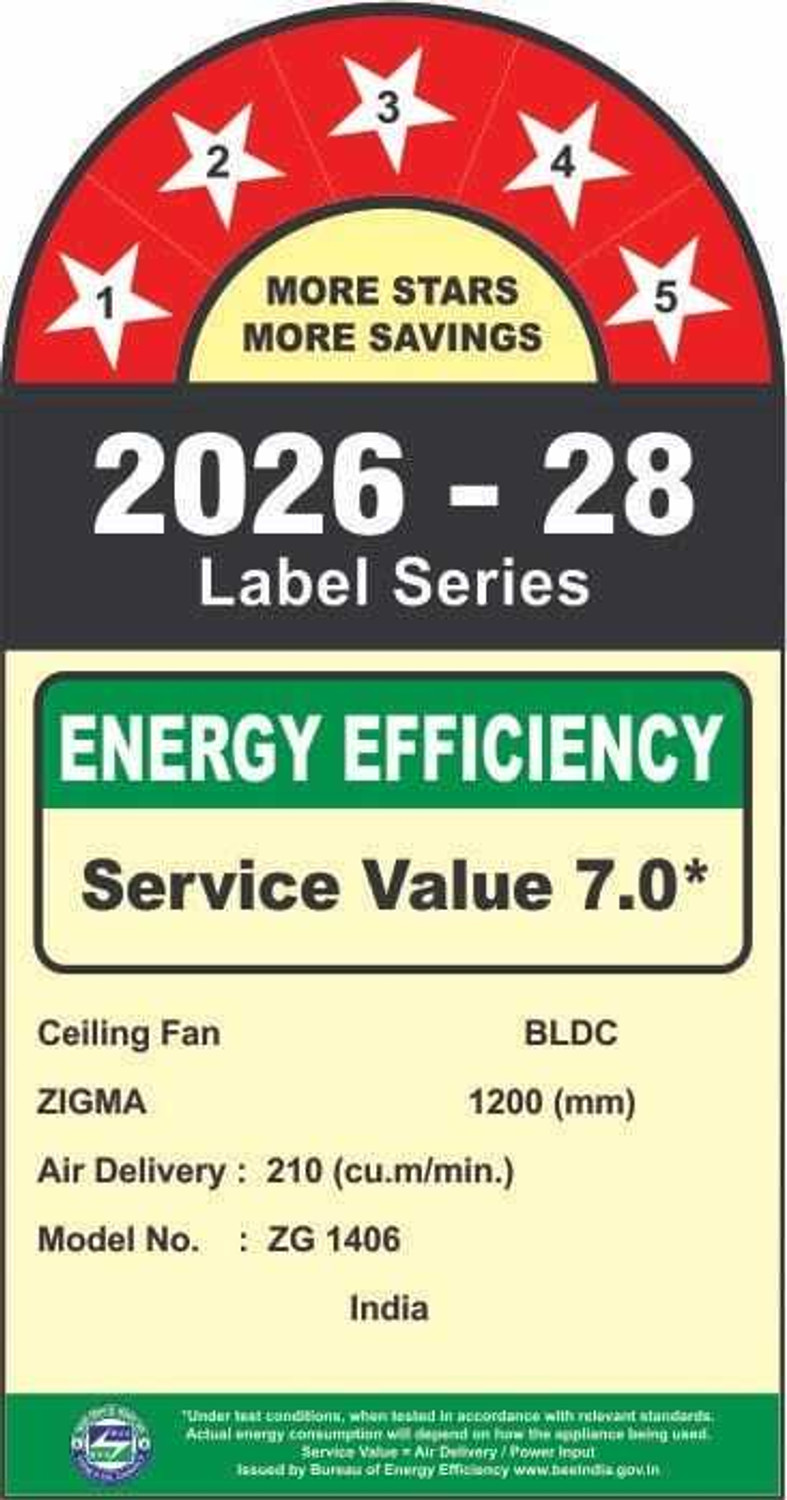 Image of zigma Aero Quite with 36 Months Warranty 1200 mm Ceiling Fan (5 Star | Brown | Pack of 1)