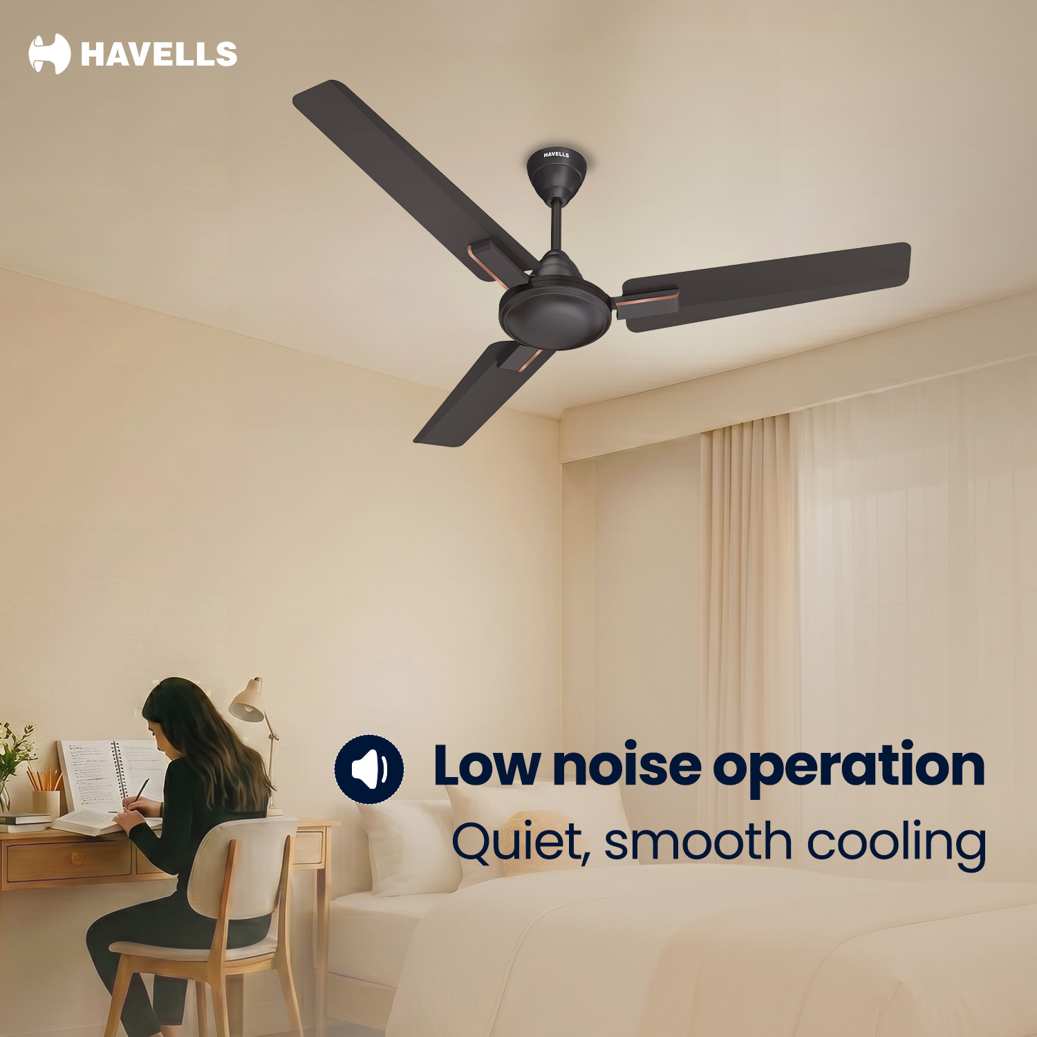 Image of HAVELLS Ambrose Neo Ceiling Fan| High Speed, High Air Delivery| Strong & Powerful motor with 2 Year Warranty Anti Dust 1200 mm Ceiling Fan