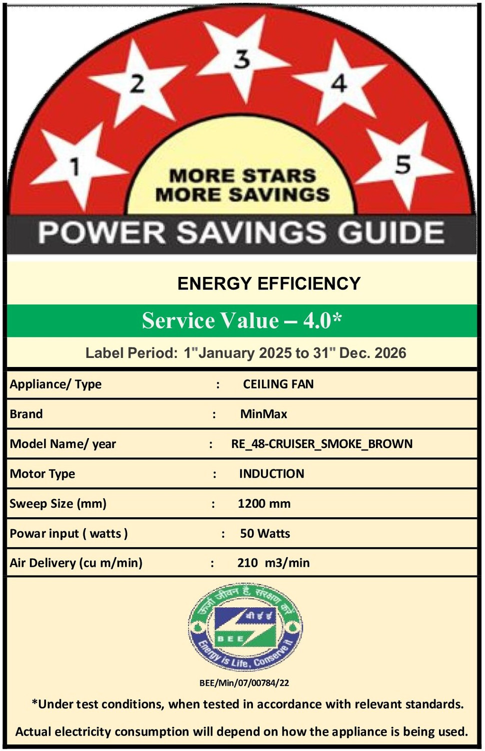 Image of MinMAX CRUISER SMOKE BROWN-01 with 2 Year Warranty Anti Dust, Energy Saving, High Air Delivery, Ultra High Speed 1200 mm Ceiling Fan