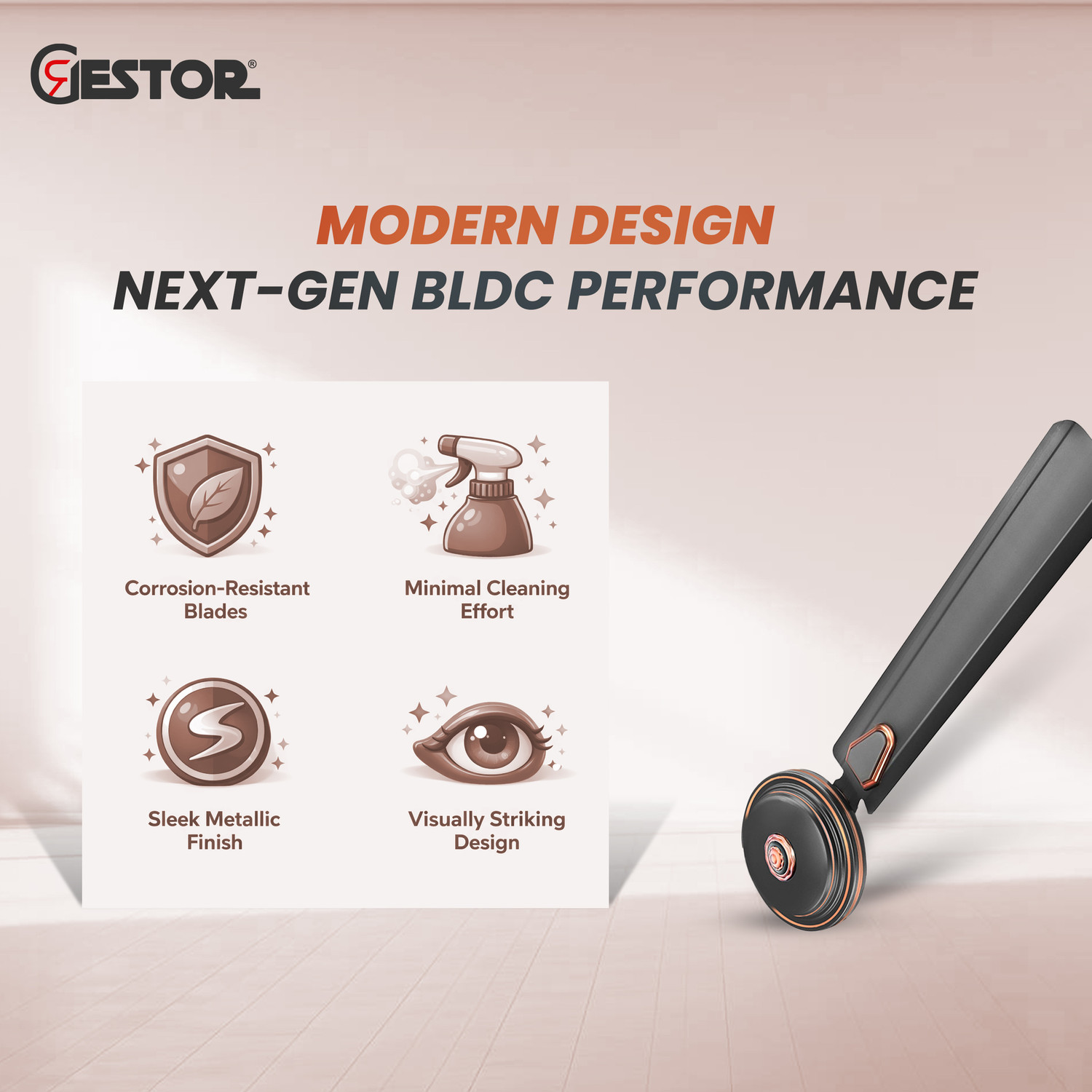 Image of GESTOR Avenzo | BLDC | Super Hi Speed 48 inch with 5 Year Warranty Anti Dust, BLDC Motor with Remote, Energy Saving, Silent Operation 1200 mm Ceiling Fan