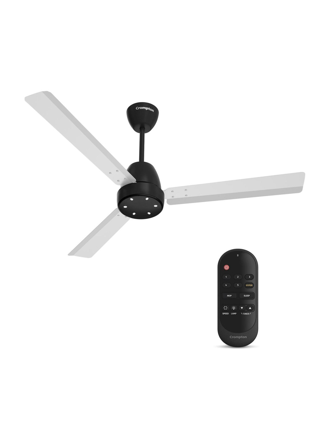 Image of Crompton Energion Niteo with 4 Year Warranty BLDC Motor with Remote 1200 mm Ceiling Fan (5 Star | White Black | Pack of 1)