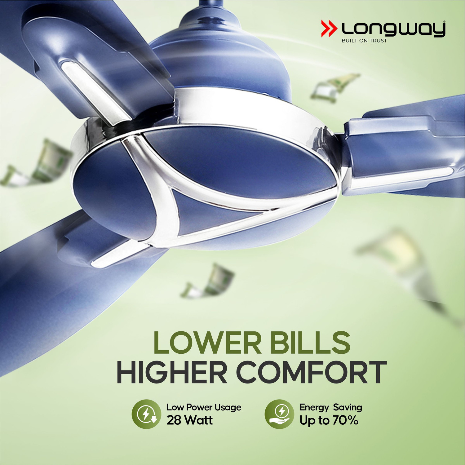 Image of Longway Zephyr | BLDC Motor | Remote Control with 3 Year Warranty BLDC Motor with Remote 1200 mm Ceiling Fan