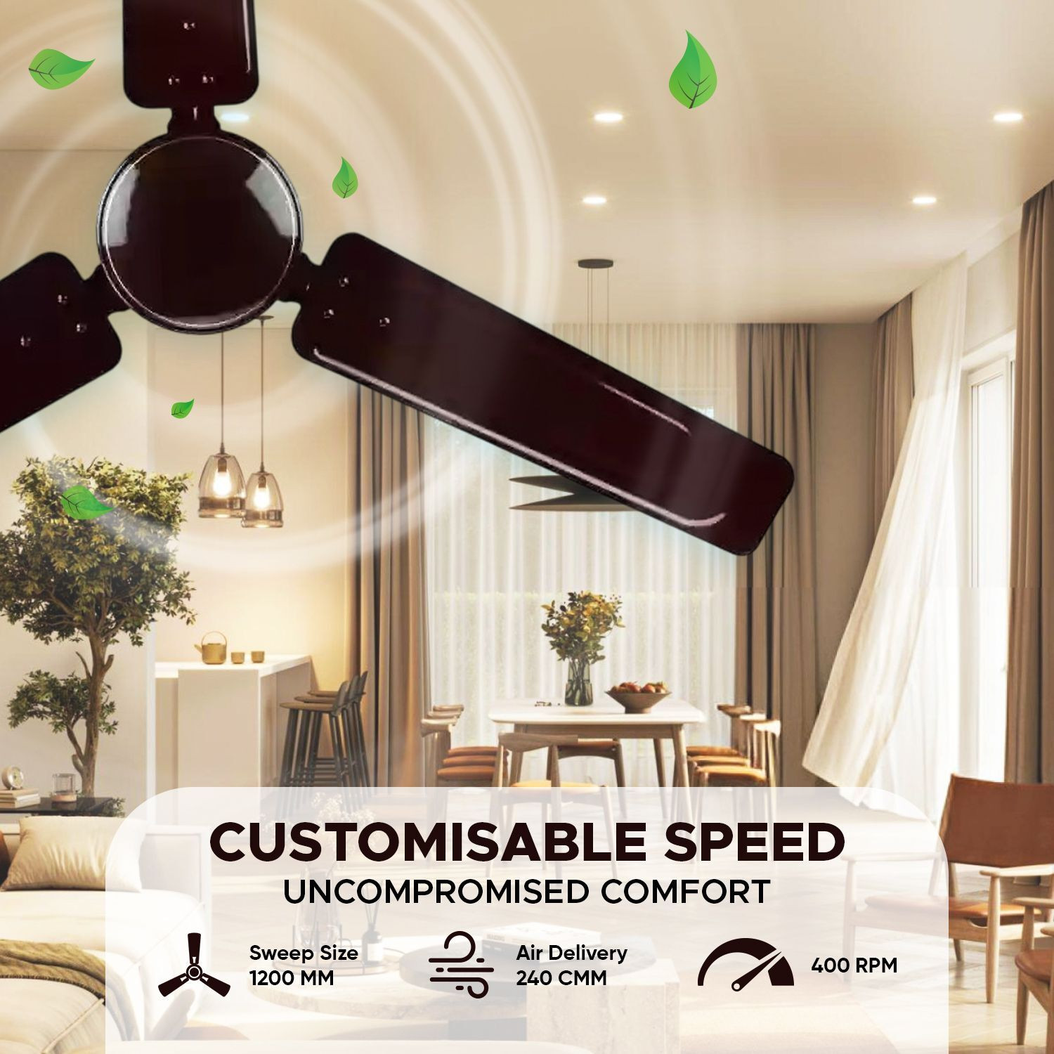 Image of Cadlec Breeza 1200 MM with 1 Year Warranty Ultra High Speed Ceiling Fan