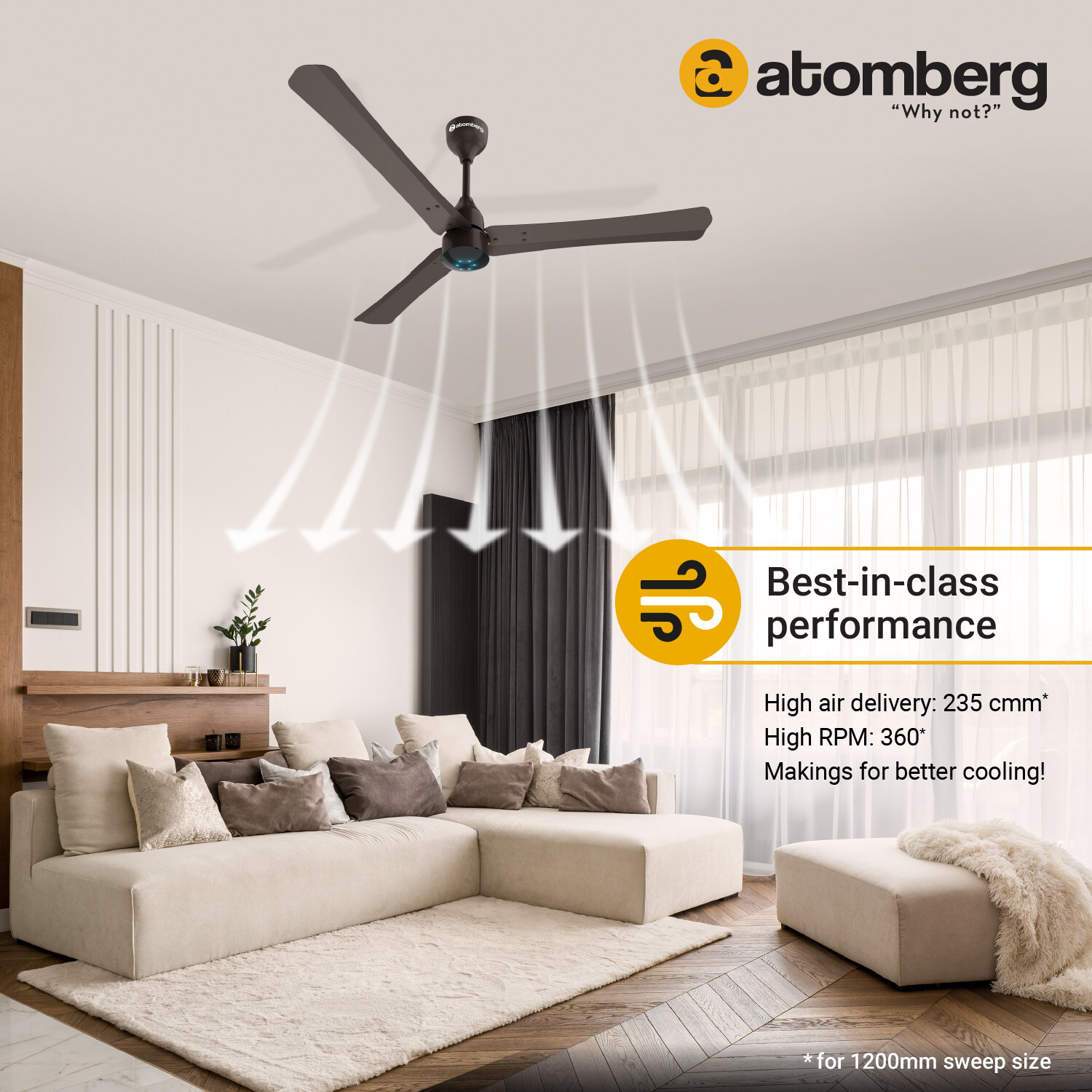 Atomberg Renesa+ BEE Rated with 3 Year Warranty BLDC Motor with Remote ...