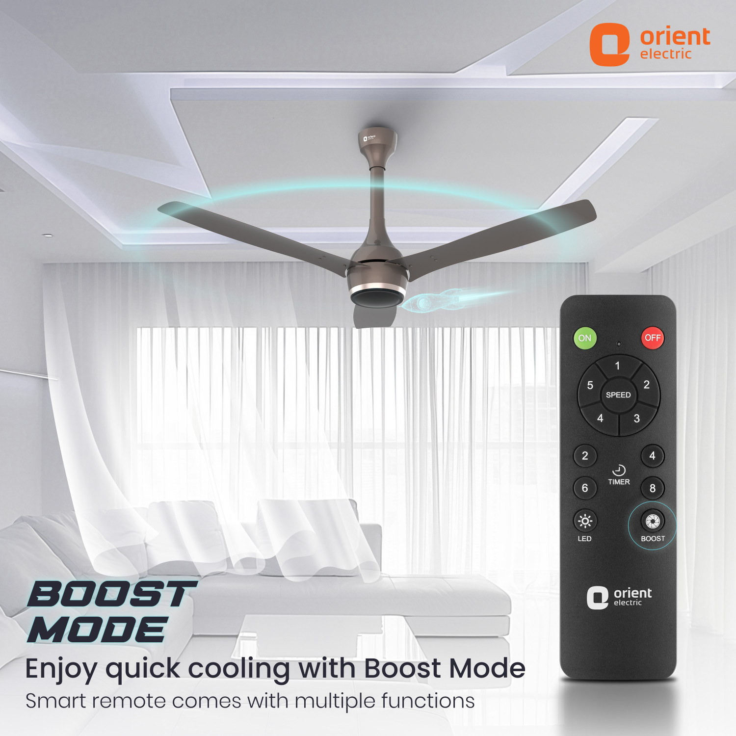 Image of Orient Electric Aeon BLDC Pro with 5 Year Warranty Anti Dust, BLDC Motor with Remote, Energy Saving, High Air Delivery, Silent Operation 1200 mm Ceiling Fan