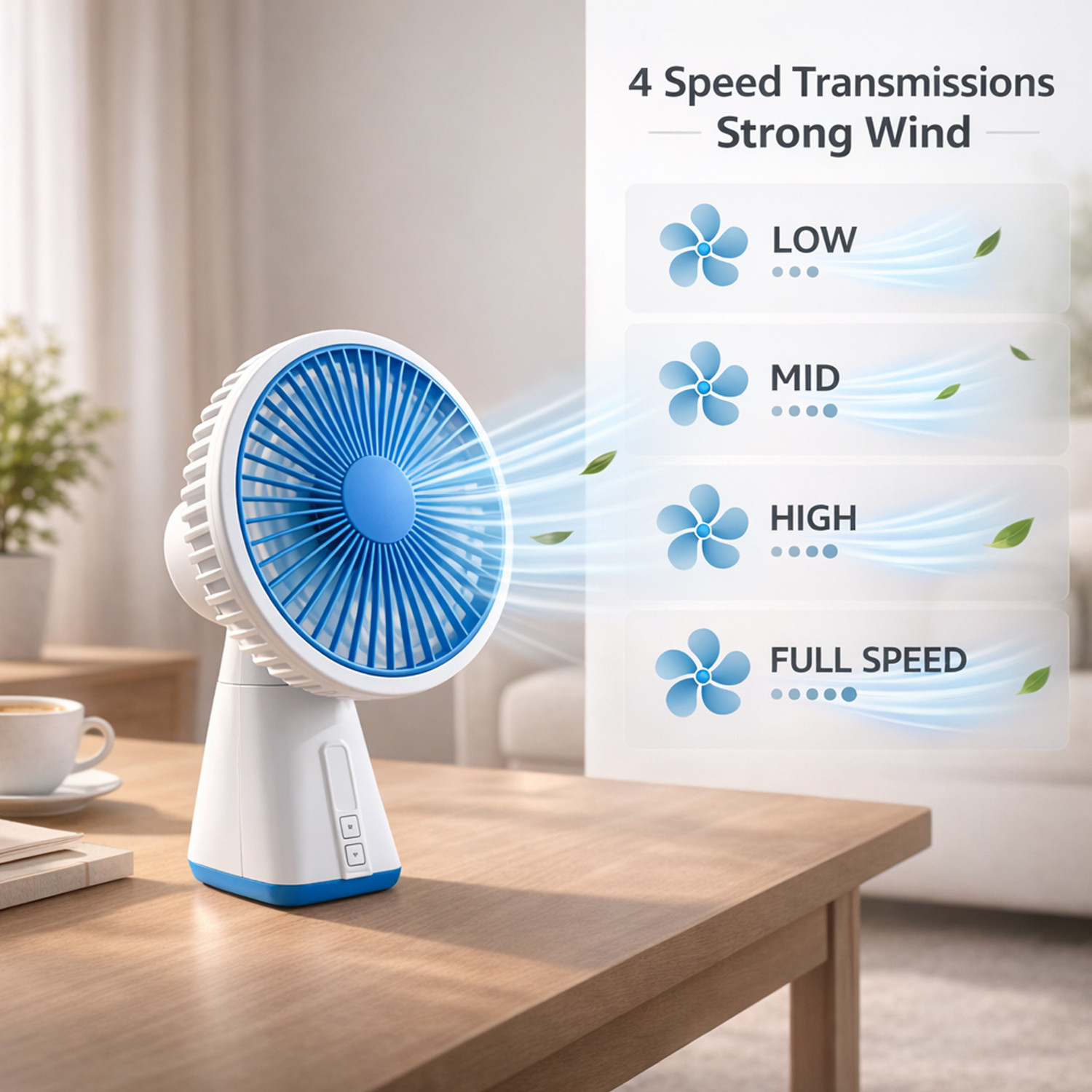 Image of ZUVUZU Table Fan | Rechargeable Table Fan with | LED Light | High Speed | Fan for Home Ultra High Speed 1400 mm Table Fan