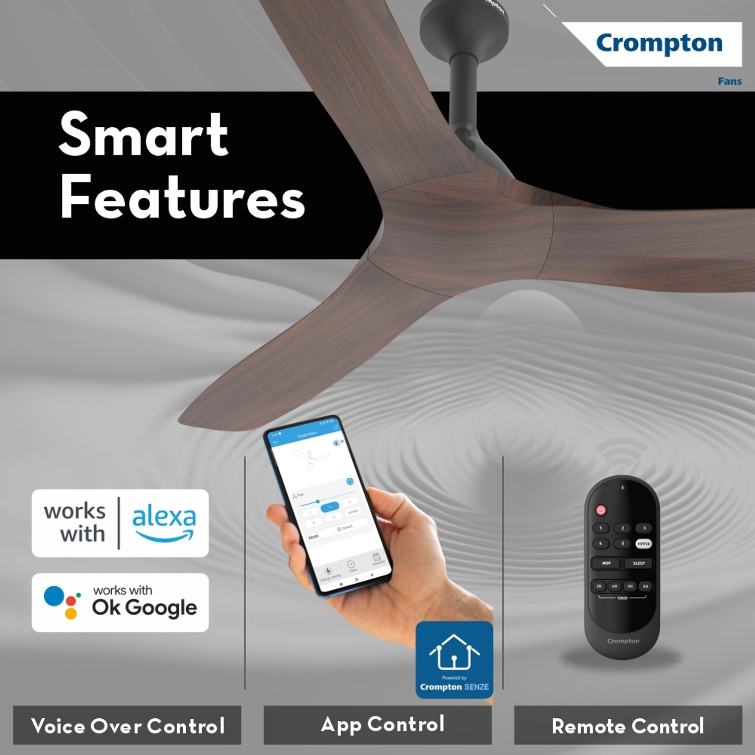 Image of Crompton SP FLUIDO WAVE 48 5S with 4 Year Warranty 1200 mm Ceiling Fan