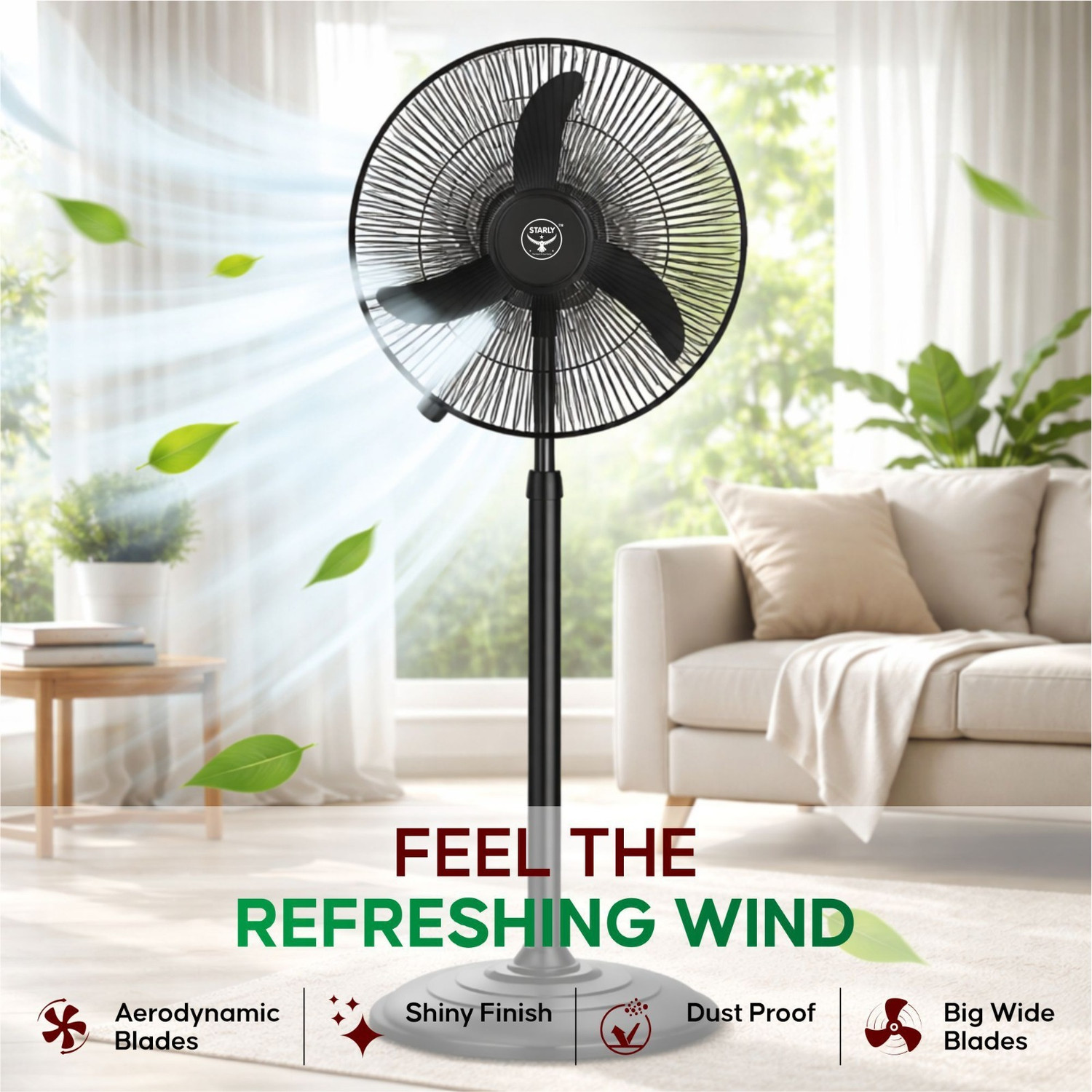 Image of Starly 16 Inch Fan | Copper Motor | High Speed with 2 Year Warranty Ultra High Speed 400 mm Pedestal Fan