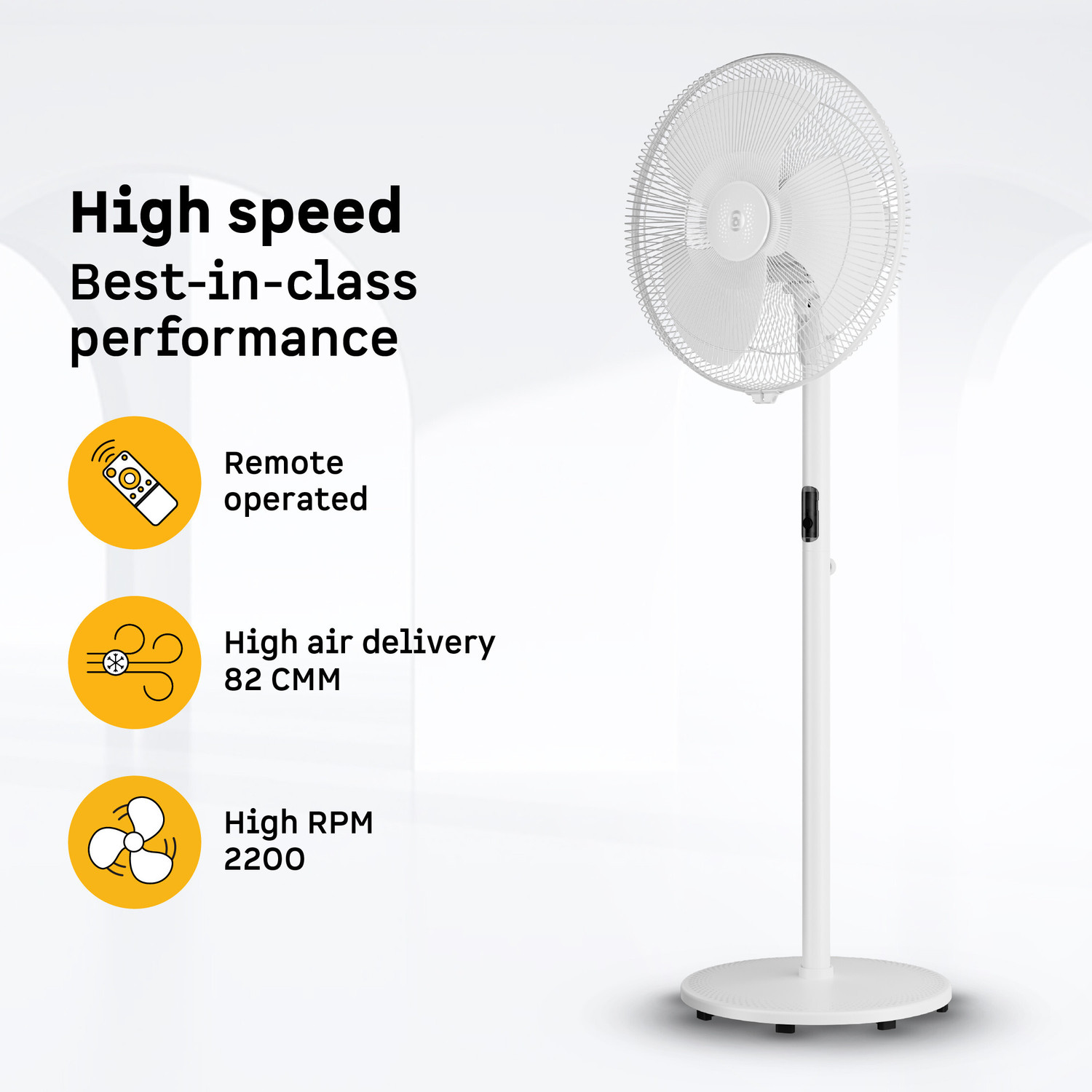 Image of Atomberg Izar High Speed Pedestal with 2 Year Warranty Ultra High Speed 400 mm Pedestal Fan (Snow White | Pack of 1)