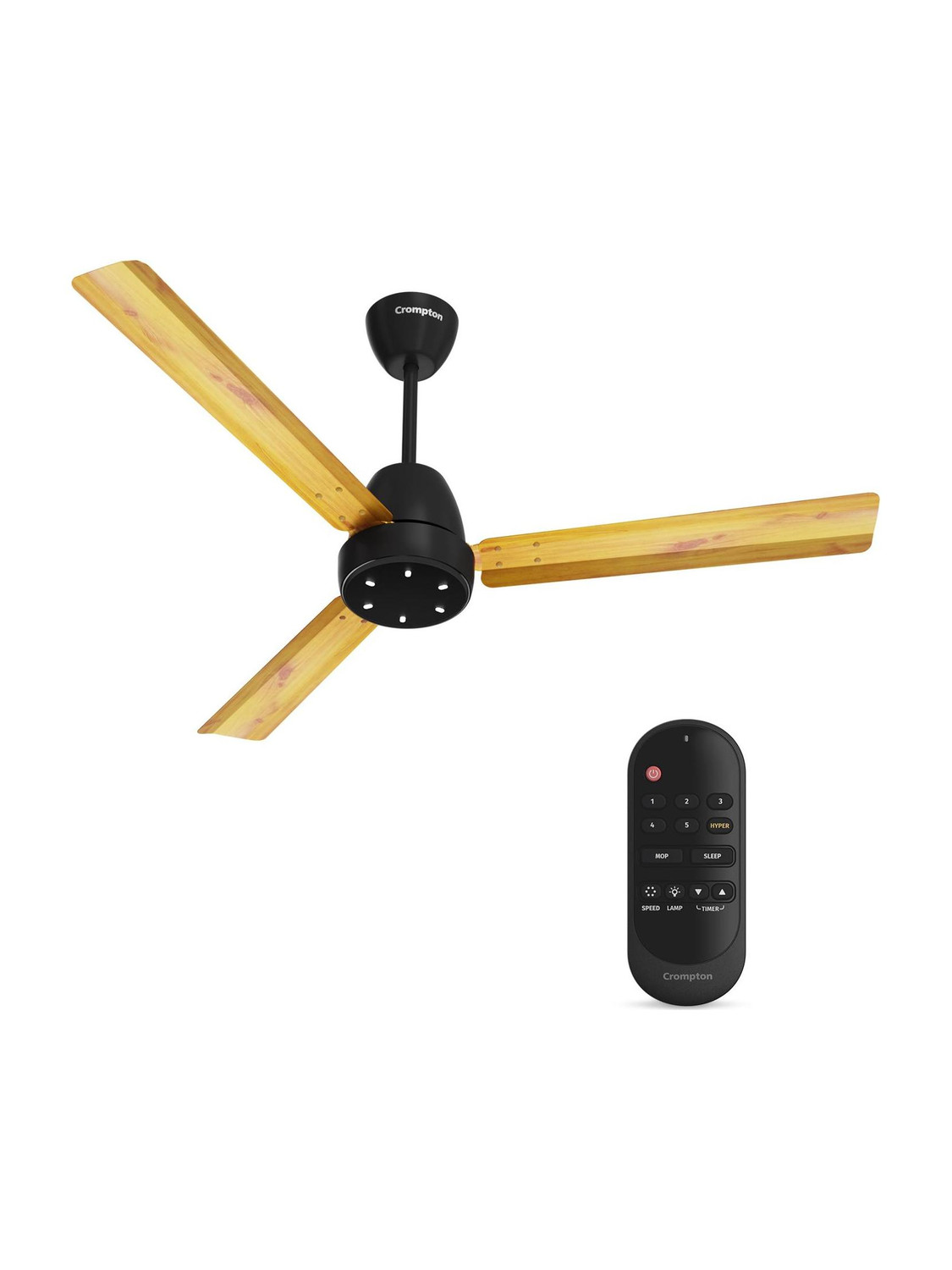 Image of Crompton Energion NITEO with 4 Year Warranty BLDC Motor with Remote 1200 mm Ceiling Fan (5 Star | Light Pinewood | Pack of 1)