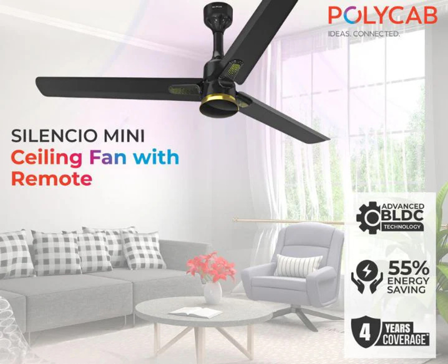 Image of Polycab silencio mini with 4 Year Warranty 1200 mm Ceiling Fan