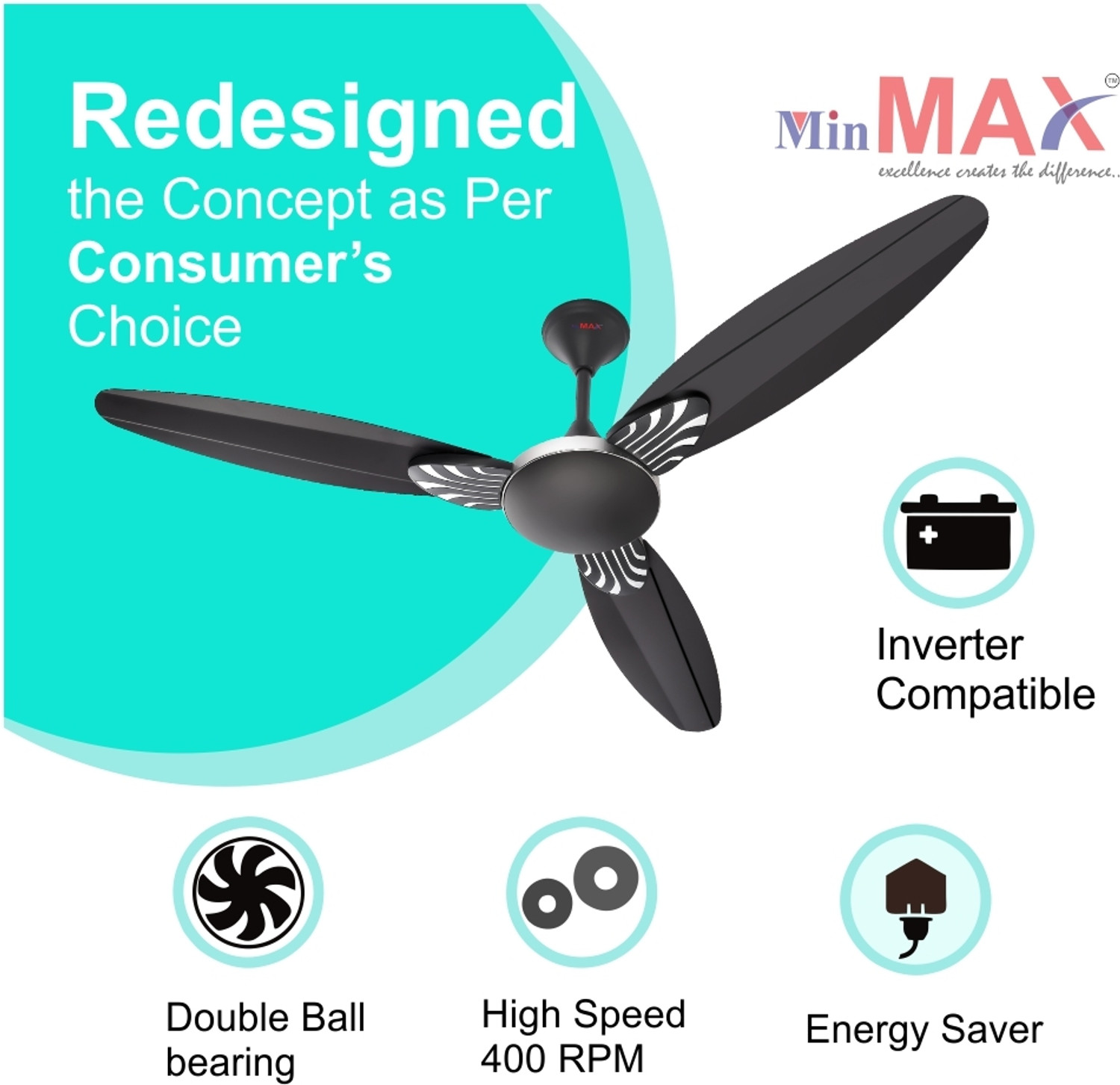 Image of MinMAX SENORITA ULTRA HIGH SPEED ENERGY SAVER with 24 Months Warranty Anti Dust 1200 mm Ceiling Fan