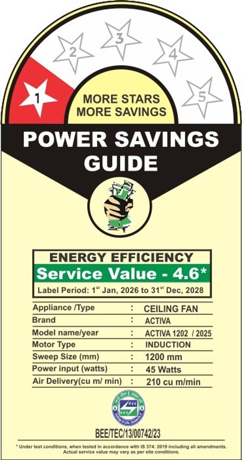 ACTIVA Corolla 900mm Ceiling Fan, Copper Motor, Brown - Image 2