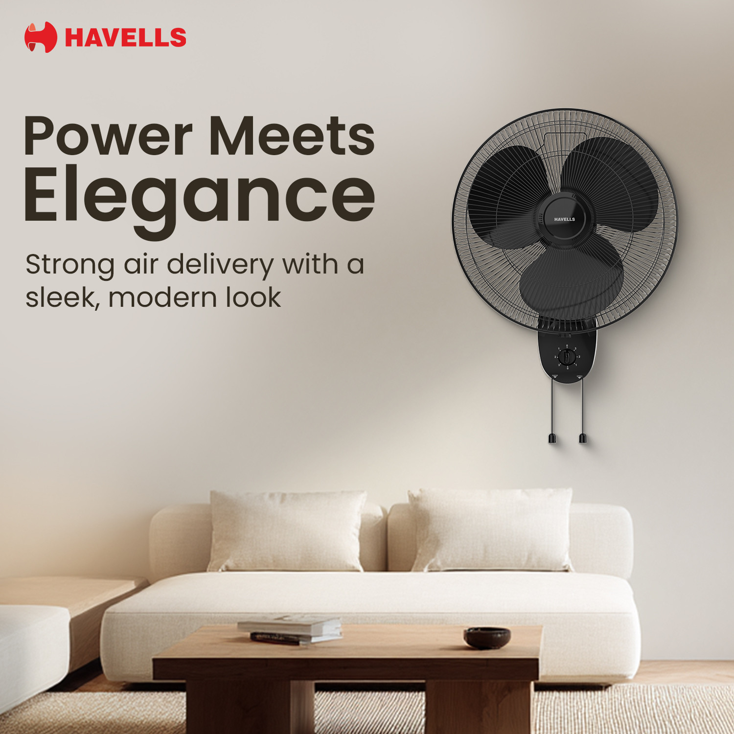 Image of HAVELLS Gatik Pro|Oscillation control | Thermal Overloaded Protected Motor|57W with 2 Year Warranty Energy Saving 400 mm Wall Fan