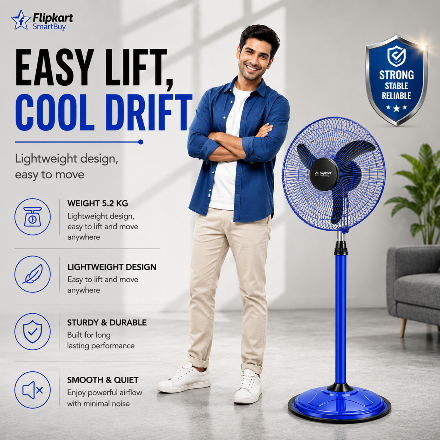Image of Flipkart SmartBuy Falcon Signature with 2 Year Warranty High Air Delivery, Ultra High Speed 400 mm Pedestal Fan