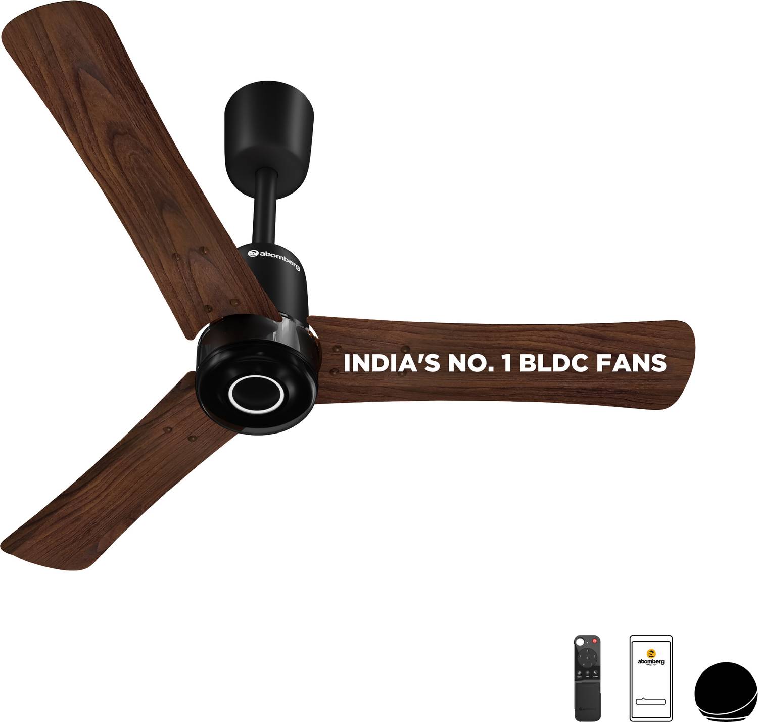 Atomberg Renesa Elite Smart |Voice Control| High Air Flow|Moonbeam LED Light|Sleek Design with 3 Year Warranty BLDC Motor with Remote 900 mm Ceiling Fan