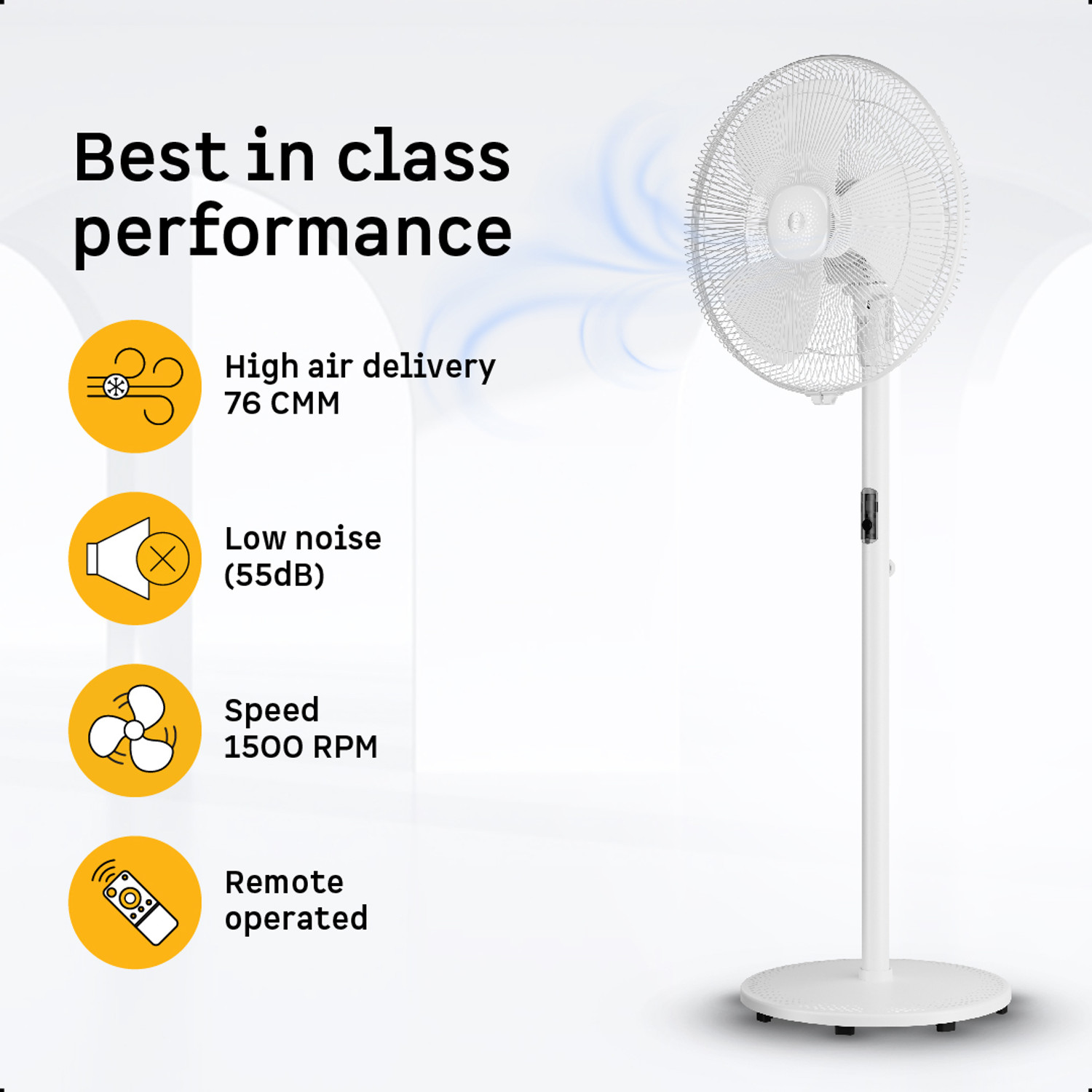 Image of Atomberg RenesaSilent Pedestal Fan6 SpeedsLED DisplayTimerIdeal for Home & Office with 2 Year Warranty BLDC Motor with Remote 400 mm Pedestal Fan (5 Star | Snow White | Pack of 1)