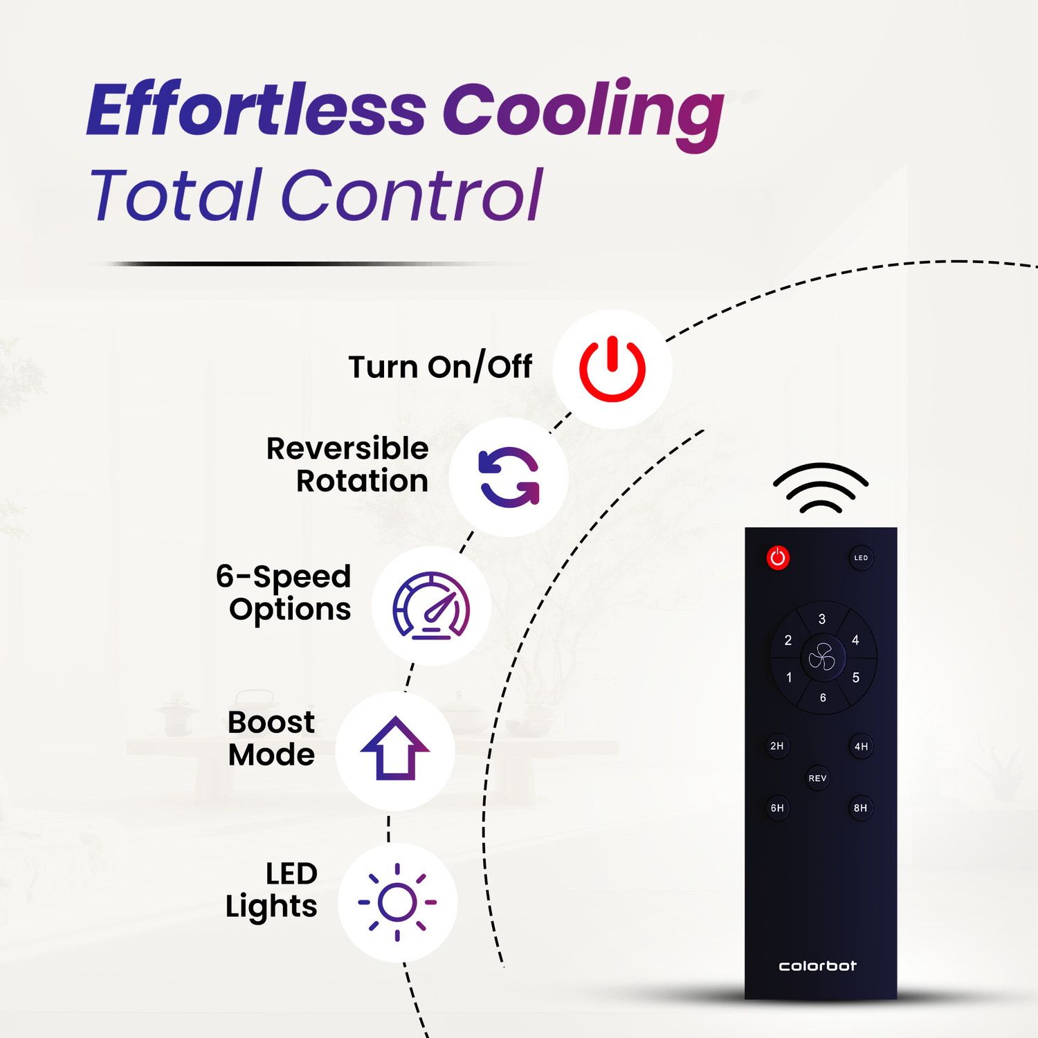 Image of Colorbot Stella BLDC Remote Controlled|Highspeed|LED| Reverse Mode| AeroQuiet+ Technolog with 4 Year Warranty BLDC Motor with Remote, With LED Indicators 1200 mm Ceiling Fan