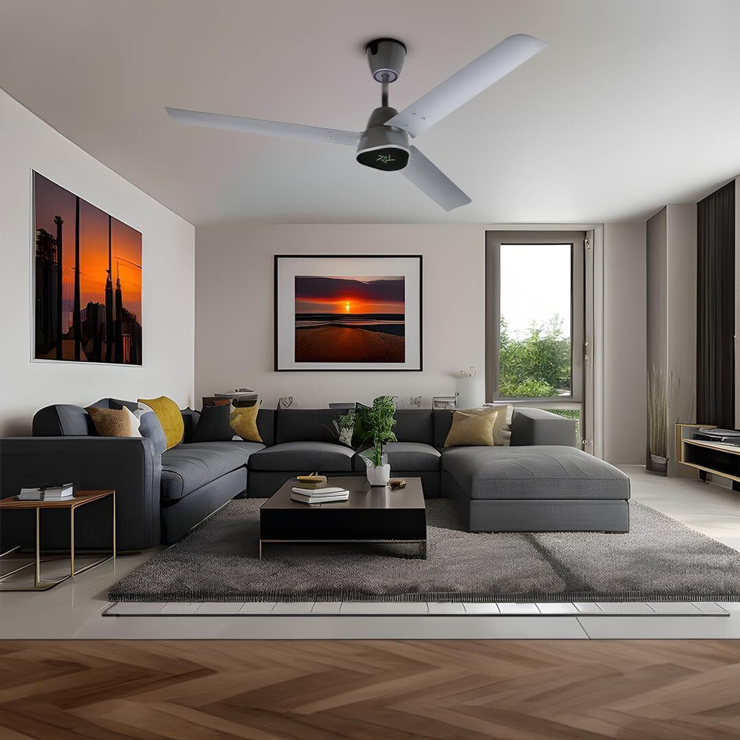 Image of EcoLink AiroGeometry 1200mm Silver Mist with 3 Year Warranty 1200 mm Ceiling Fan (5 Star | Silver Mist | Pack of 1)