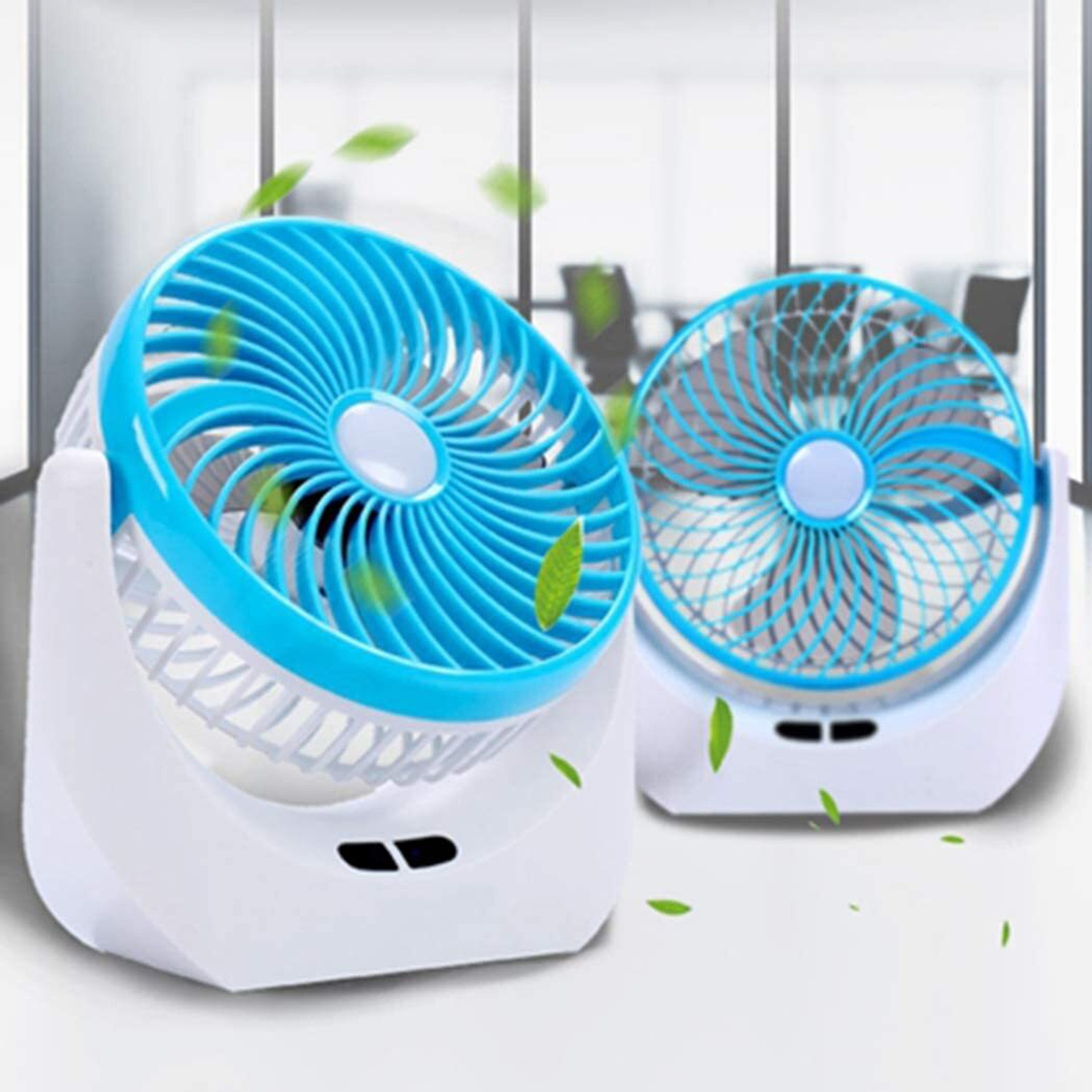 Image of Ampeva High-Speed 4000mAh Rechargeable Table Fan with LED Light, Portable Fan, USB Fan, USB Battery Powered Quiet Personal Fan, 3 Speed For Kitchen, Office, Home USB Fan