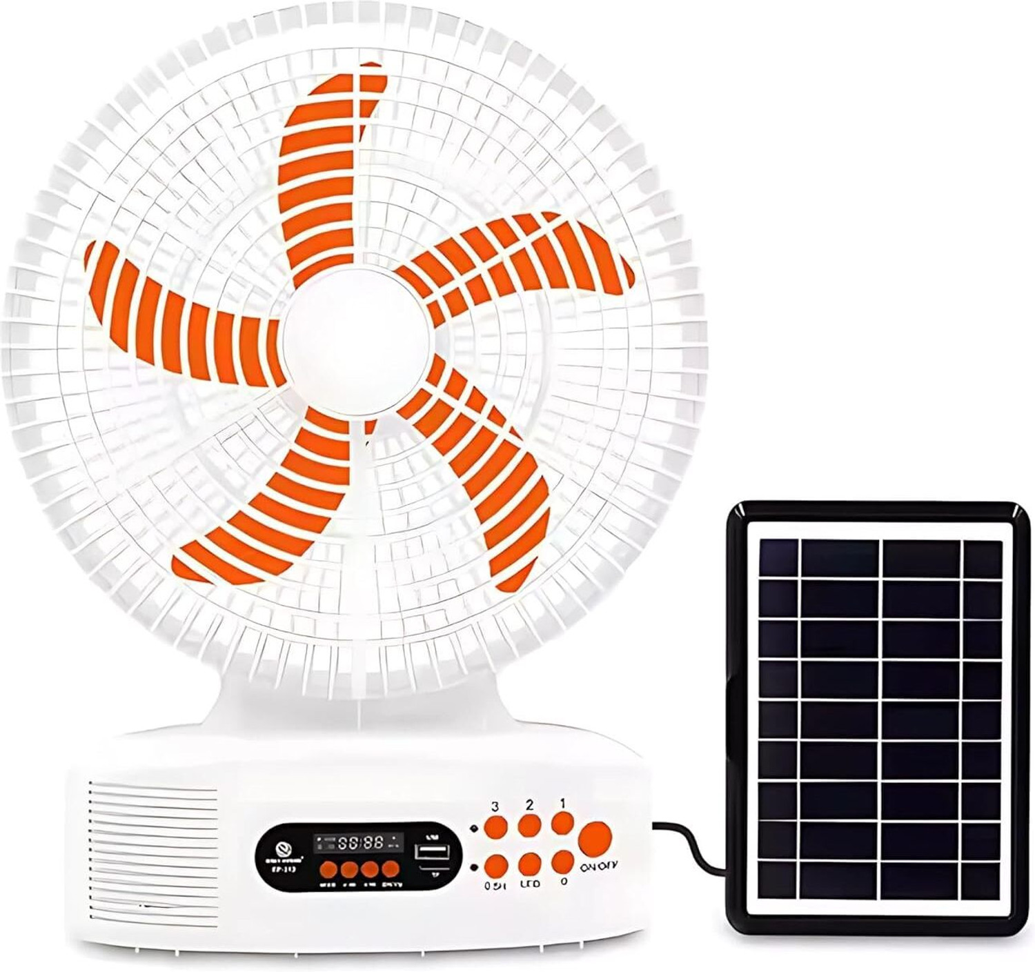 Image of Lipzie Solar Rechargeable 12-Inch Fan with Bluetooth Speaker, FM Radio, Night Light Solar Rechargeable 12-Inch Fan with Bluetooth Speaker, FM Radio, Night Light USB Fan, Rechargeable Fan, Led Light
