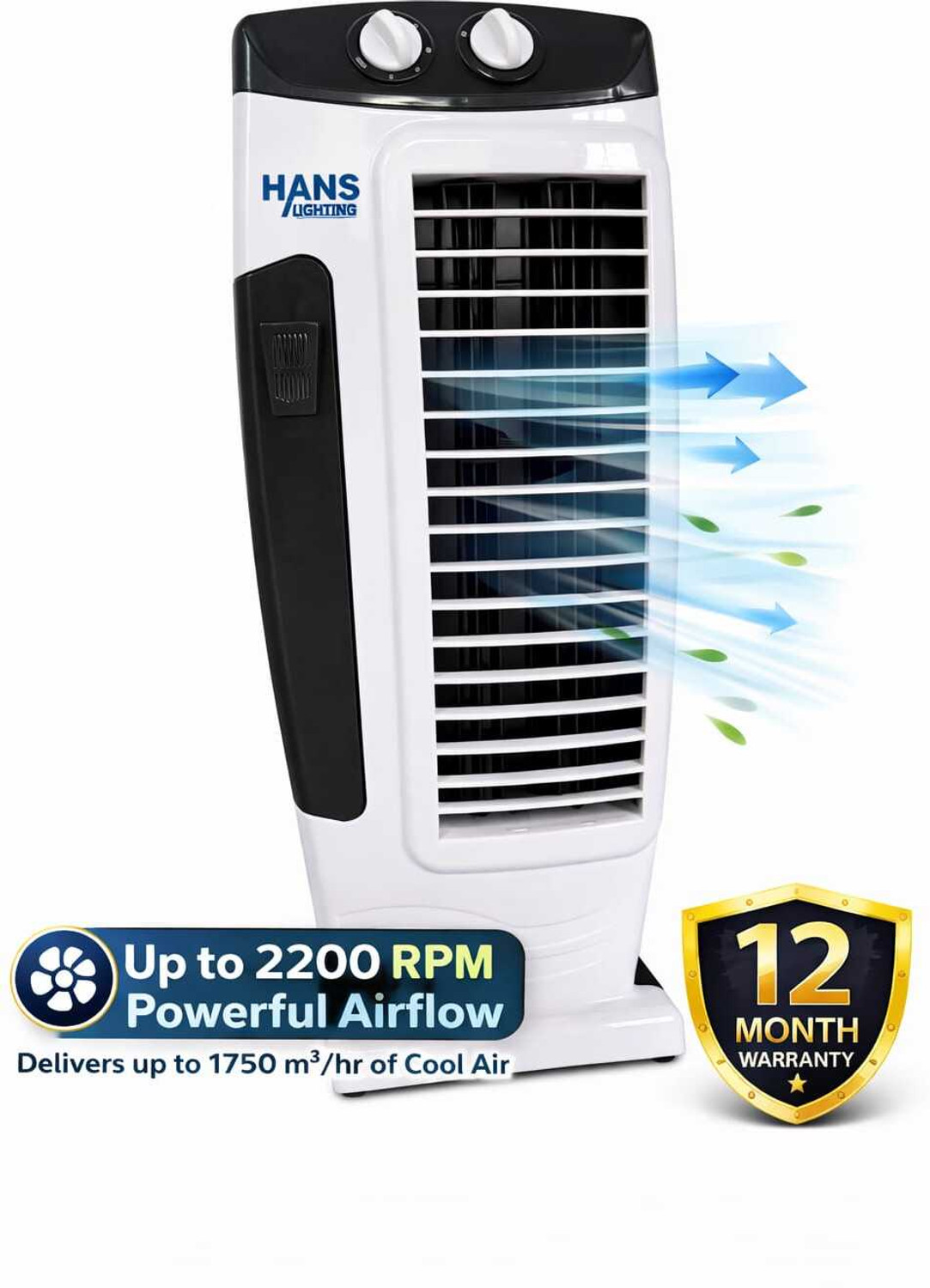 Image of HANS LIGHTINGS HIgh Speed Tower Fan | 25 Fit Air Delivery with 12 Months Warranty Anti Dust 60 mm Tower Fan