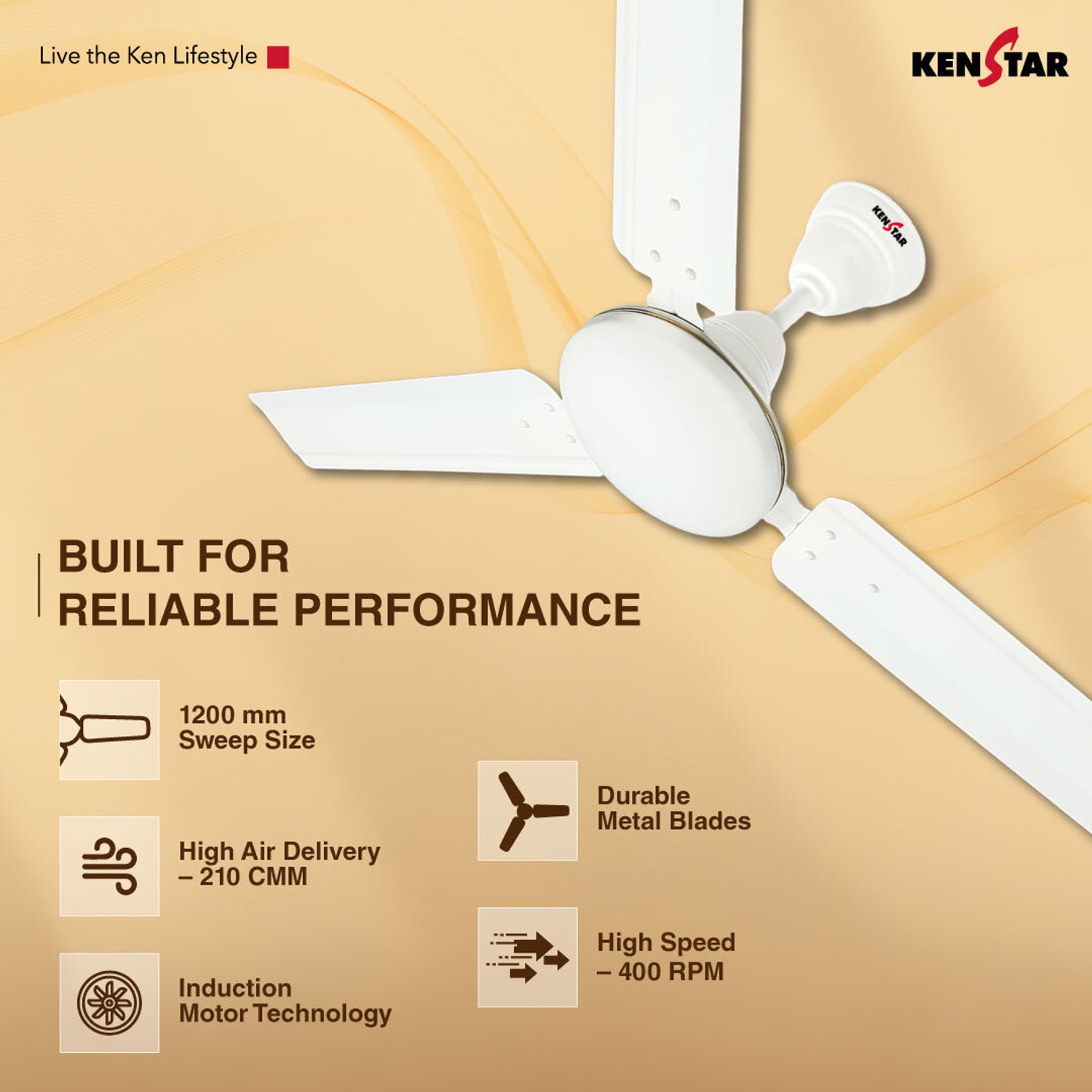 Image of Kenstar Vortex Max with 2 Year Warranty 1200 mm Ceiling Fan