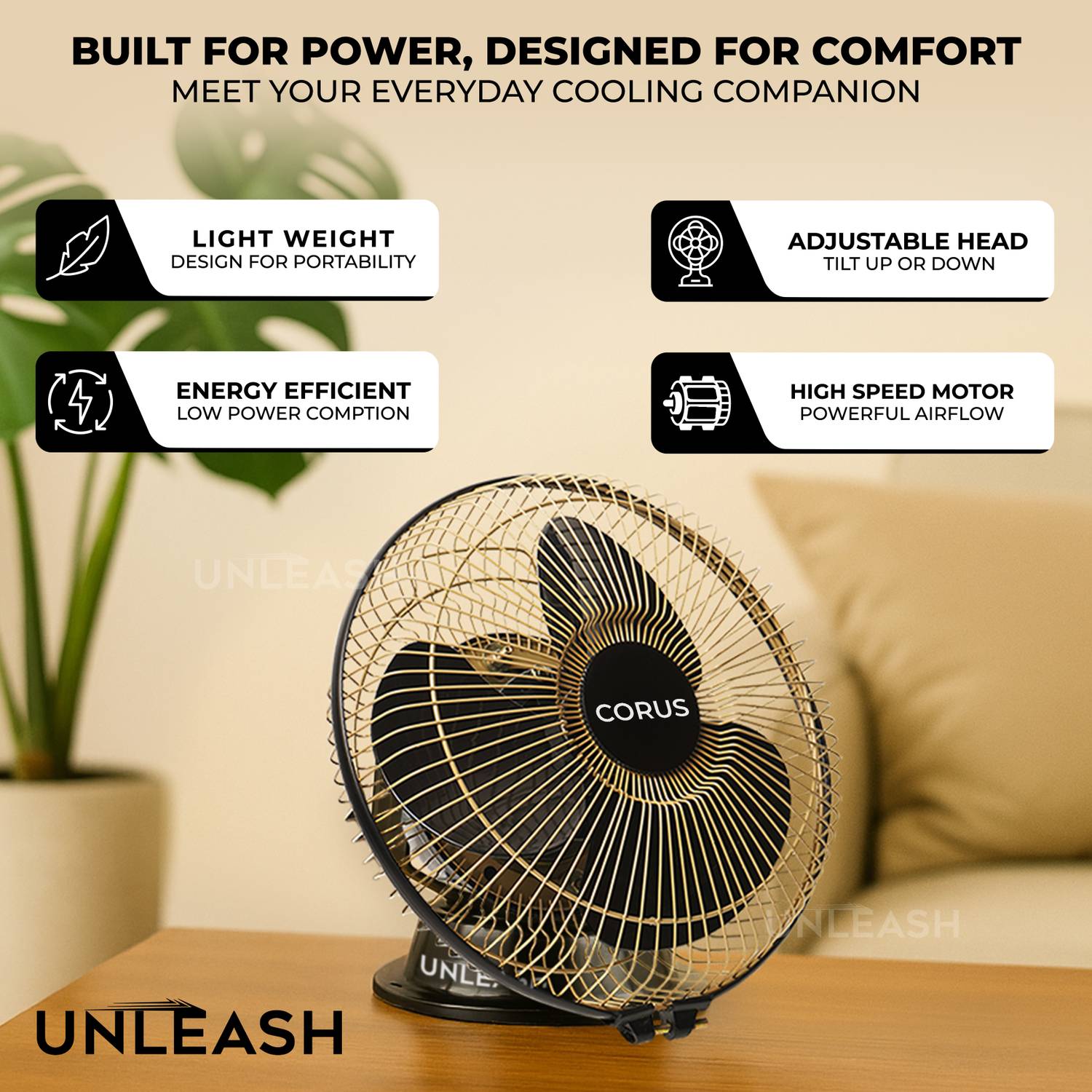 unleash Corus 9inch Metal Jaali Wall Fan - Image 2