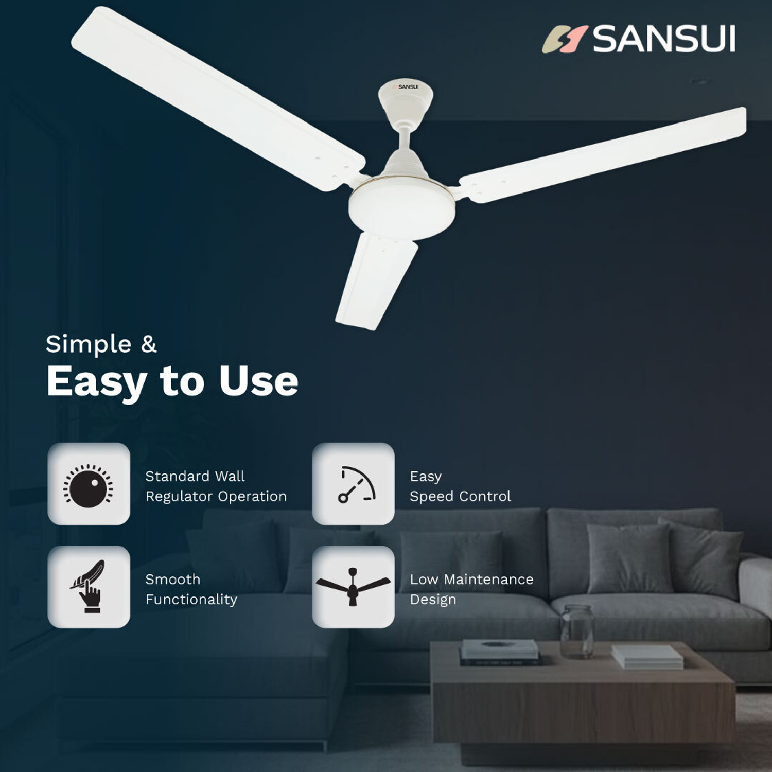 Image of Sansui Aero Spin Max with 2 Year Warranty 1200 mm Ceiling Fan