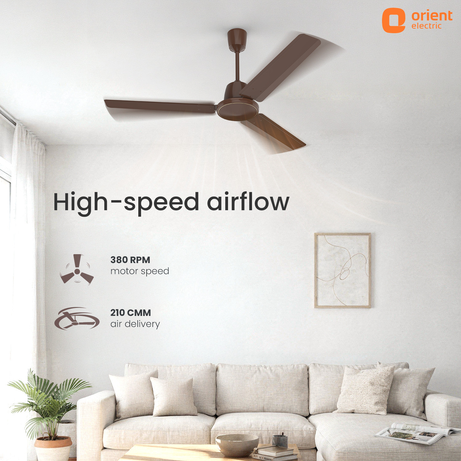 Image of Orient Electric Ujala Swift with 3 Year Warranty BLDC Motor with Remote, Energy Saving, High Air Delivery, Ultra High Speed 1200 mm Ceiling Fan